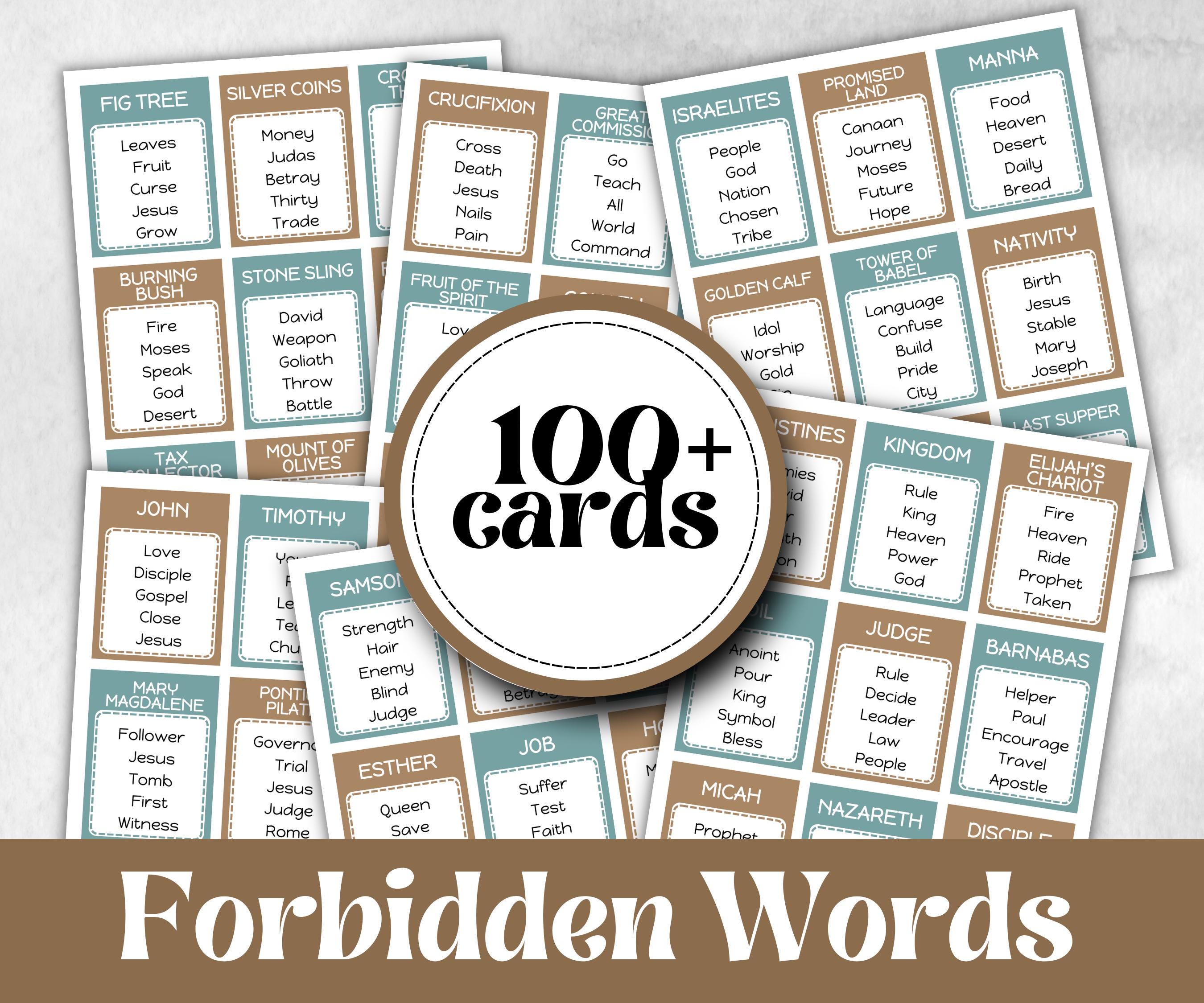 Bible Forbidden Words, Christian Game, Bible Verse, Cathloic Event, First Communion Game, Church Icebreaker game, Easter Activity, Christmas