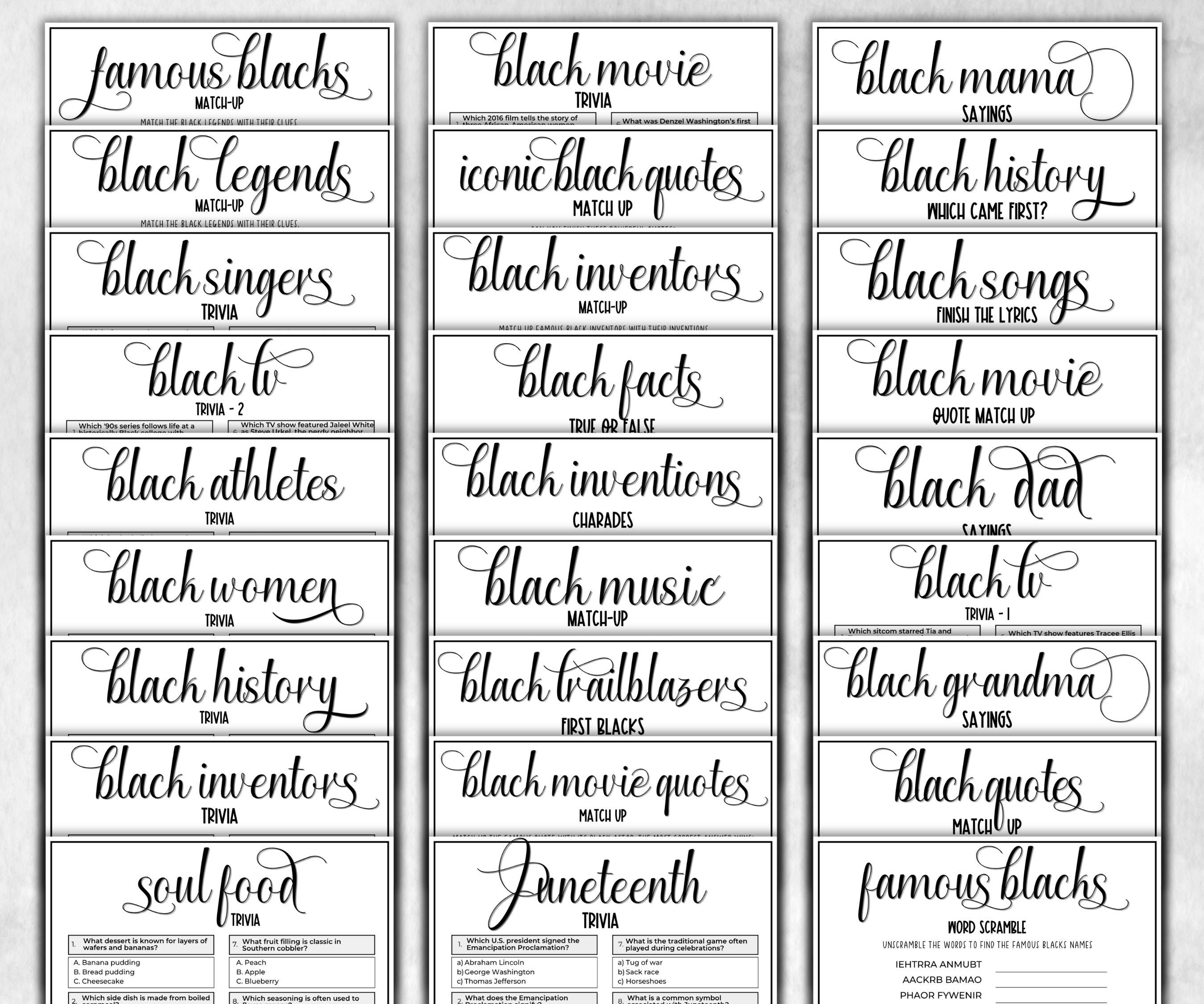 Black history Games Bundle, iconic tv shows quiz, family game night, office team building, african american, black independence, heritage