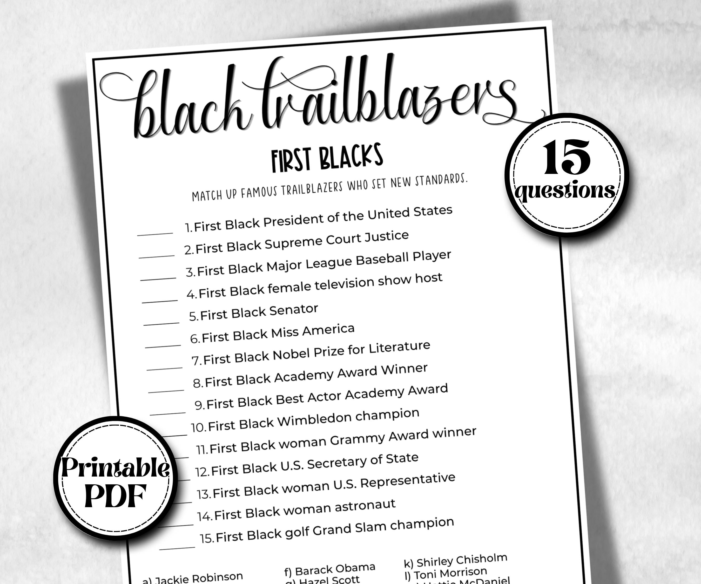 Black Trailblazers, African American, Black Culture, summer icebreaker party, community bbq, First blacks, educational classroom learning