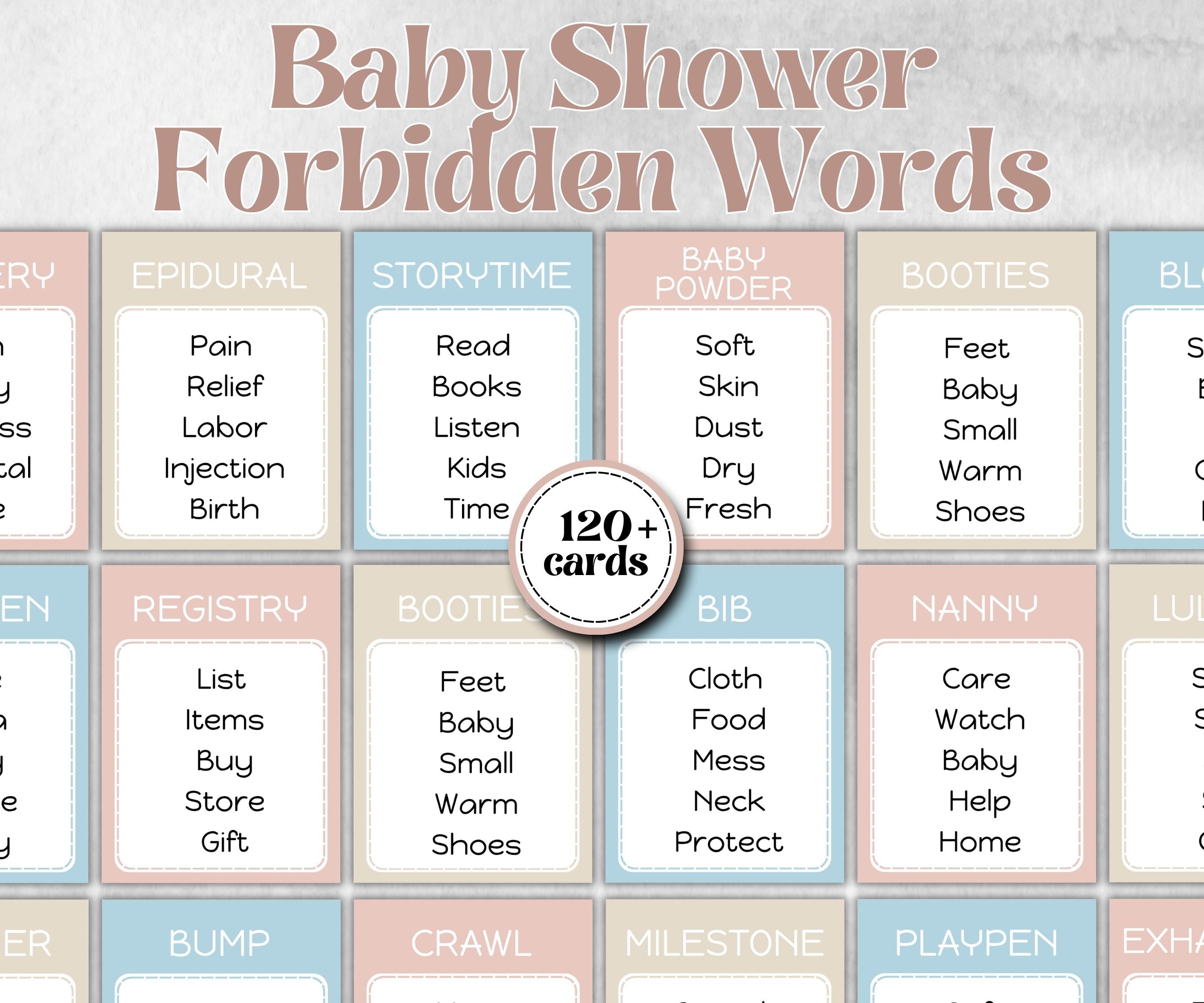 Baby Shower Forbidden Words, Pastel Shower Game, Spring Ladies Brunch, Coed Pregnancy Game, Girl Boy Funny Shower, expecting mom dad gift