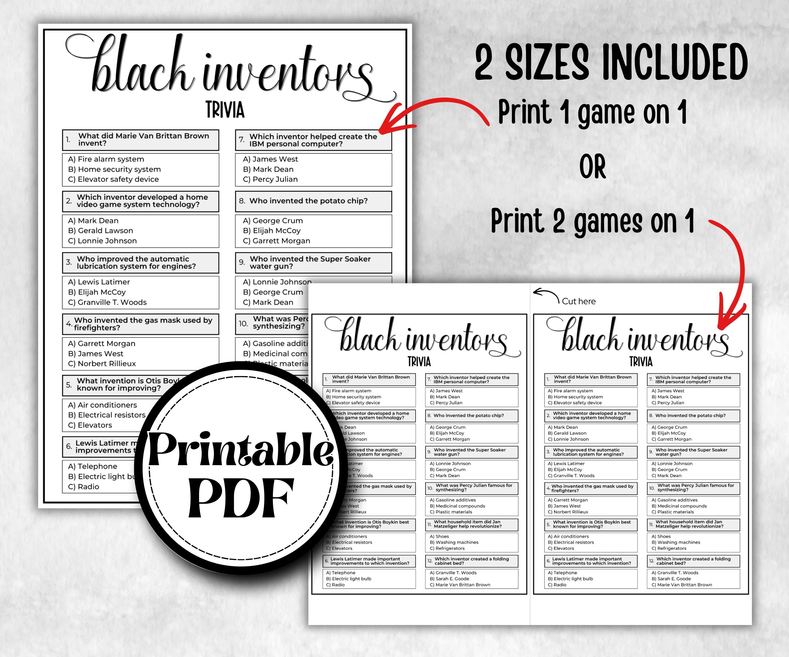 Black inventors trivia, famous African American, Black Culture riddles, inspirational, summer icebreaker party, community bbq quiz,