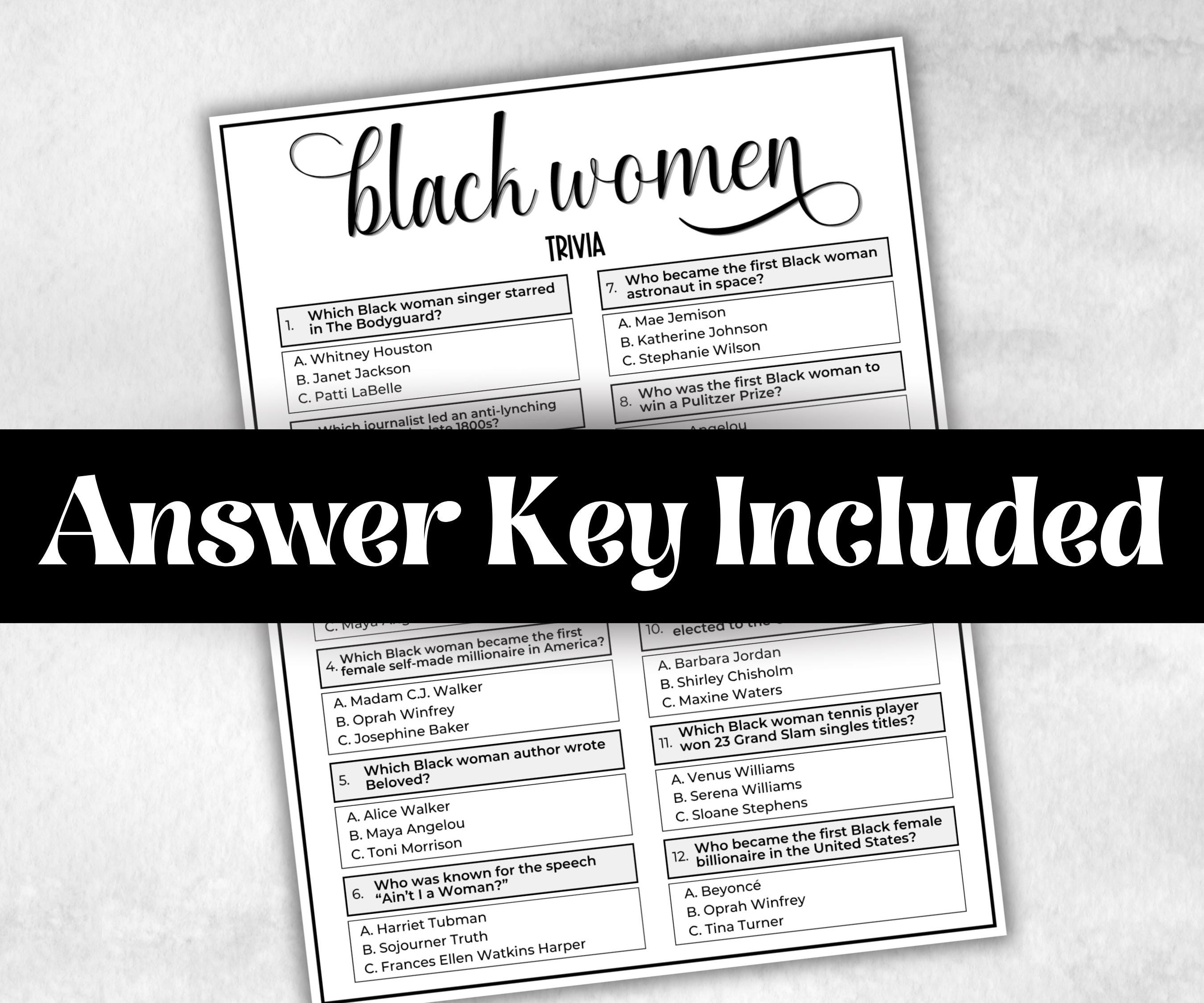 Iconic Black Women Trivia, African American, Black Culture baby shower, Mommy to be, womens day, baby sprinkle, black mama, icebreaker game
