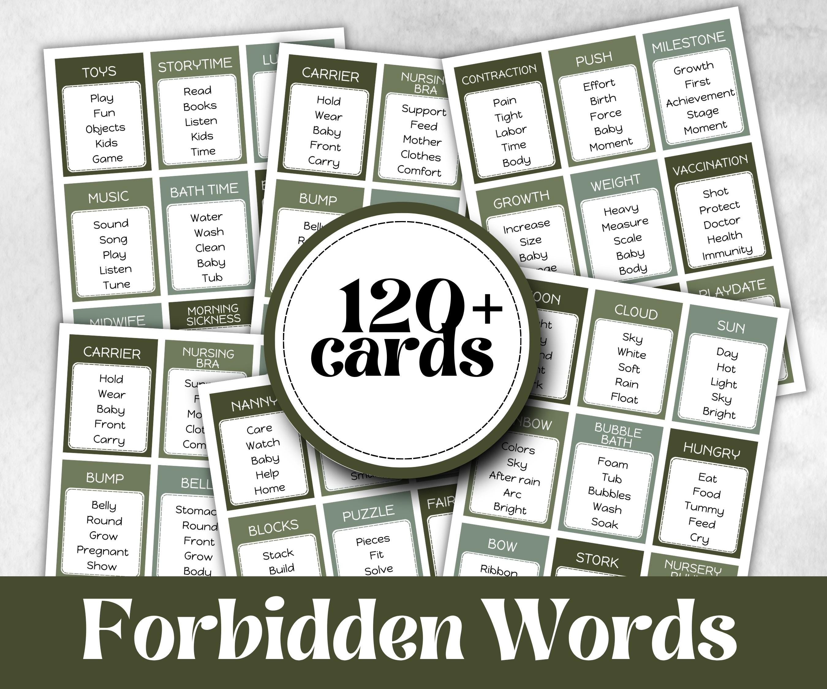 Green Baby Shower Forbidden Words, Funny Shower Game, Spring Ladies Brunch, Coed Pregnancy Game, Girl Boy Shower, expecting mom dad gift