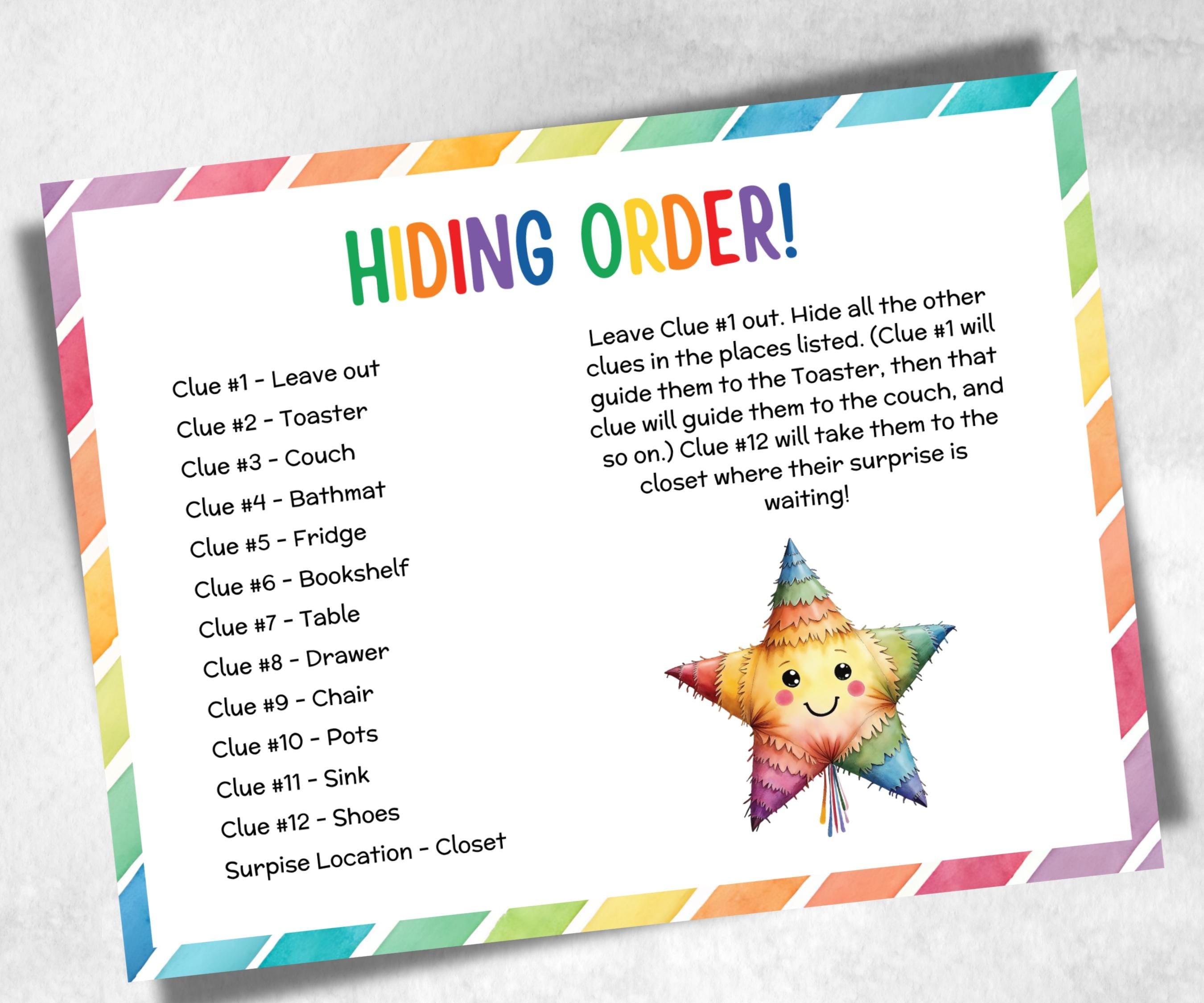 Birthday Treasure Hunt for kids, Boy Girl Birthday, Indoor game for older kid, milestone birthday gift, tricky treasure hunt, 12 hunt Clues