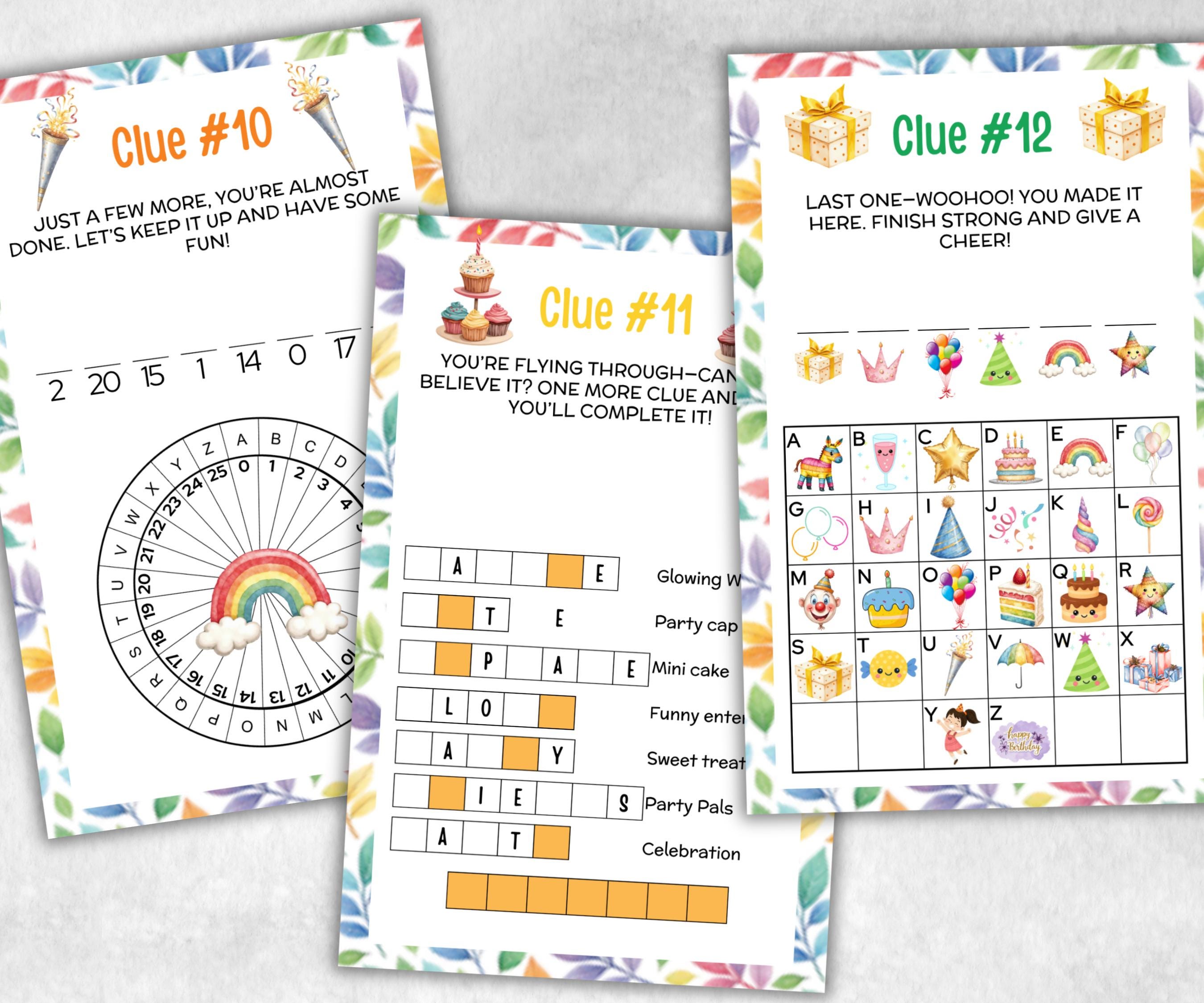 Birthday Treasure Hunt for kids, Indoor game for older kids, Boy Girl Birthday,milestone birthday gift, tricky treasure hunt, 12 hunt Clues