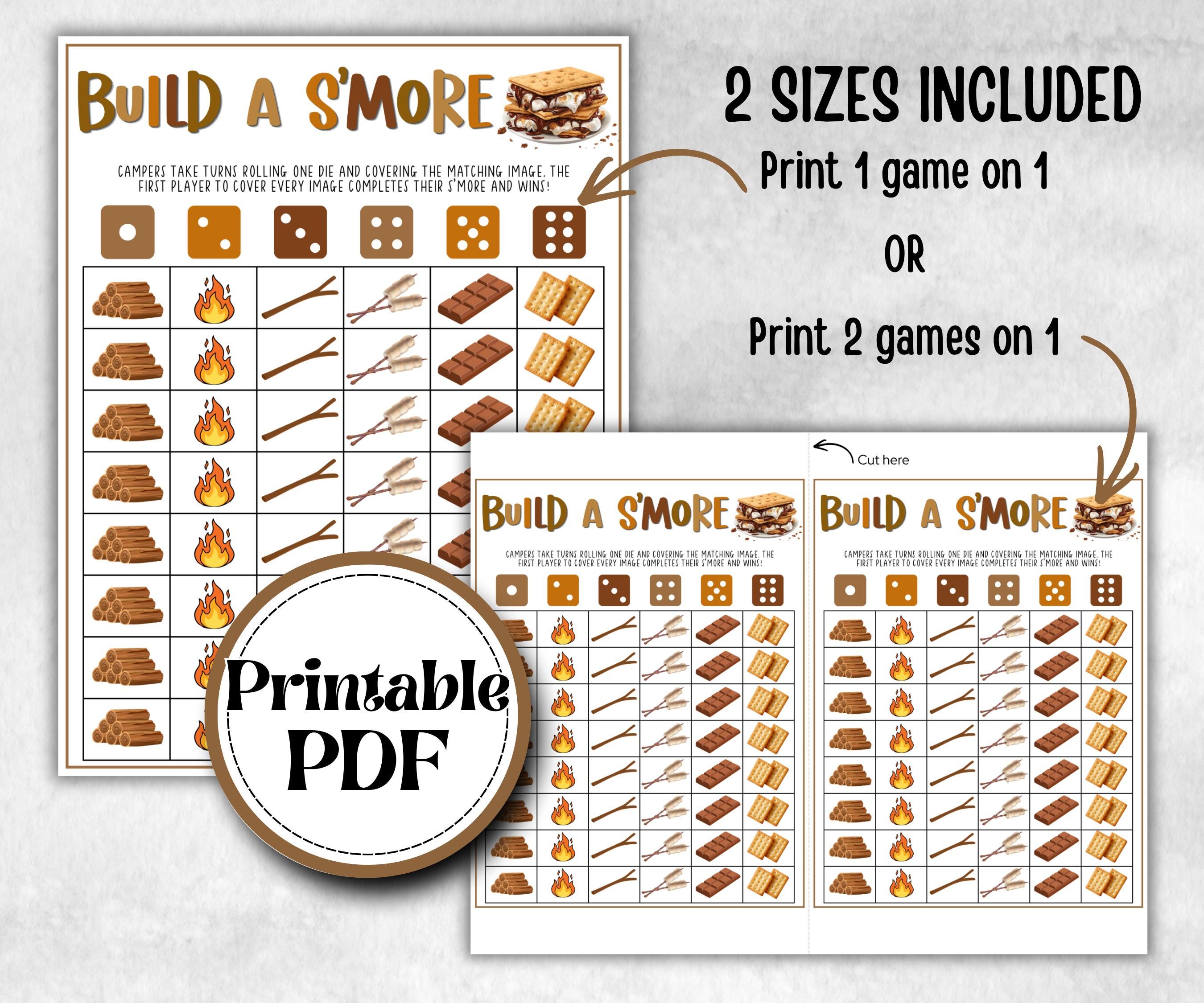 Build a S'more, Kids Classroom, Printable group party, campground, overnight camper, smore favor bag, church hiking travel, family reunion