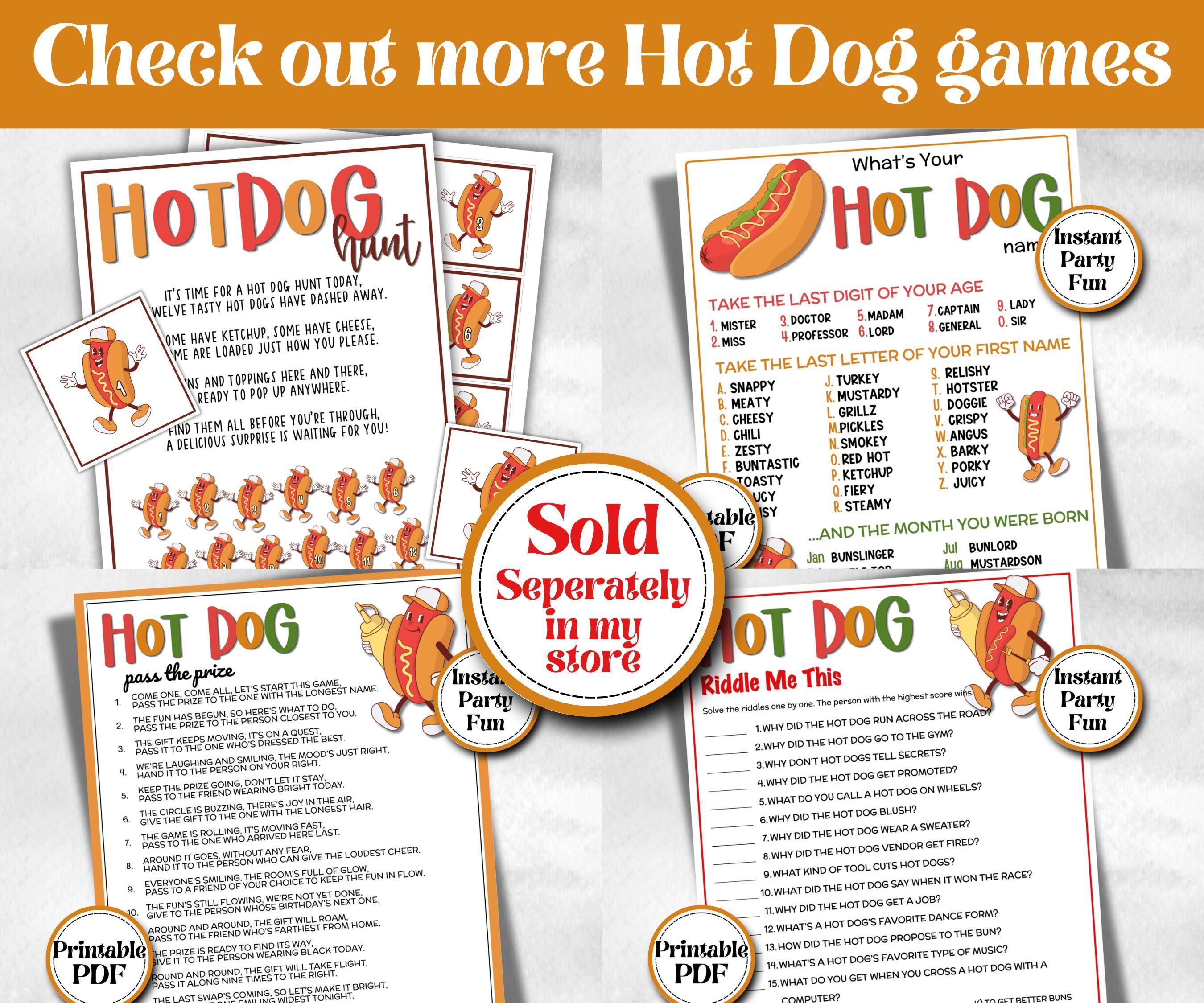 Who is most like a hot dog, name generator, fourth of july, church mix and mingle, summer BBQ, family reunion party, printable backyard game