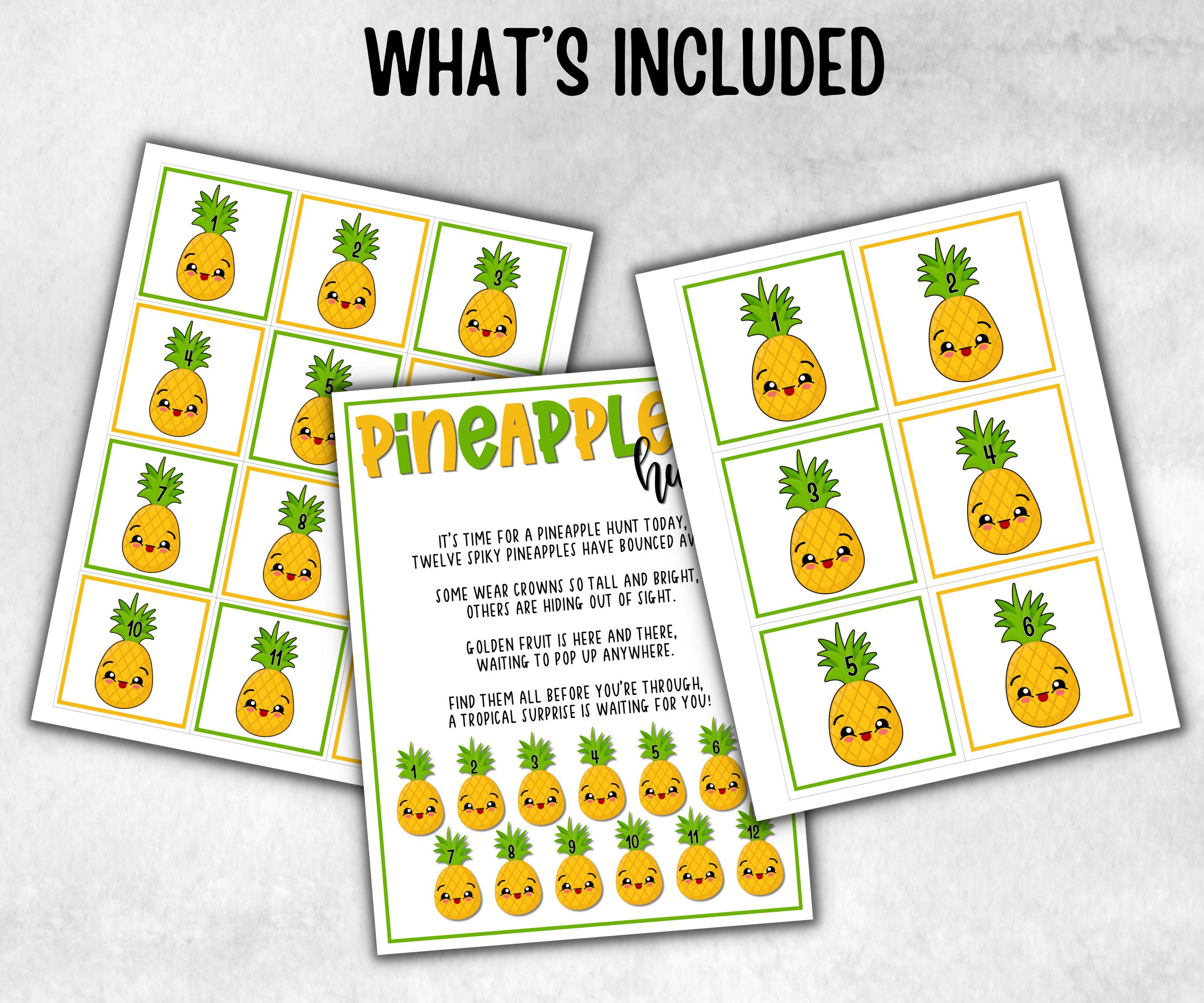 Pineapple Scavenger Hunt for Kids, Hawaiian Theme party, Tropical Beach game, Fruits themed kids birthday, party icebreaker idea, Luau party