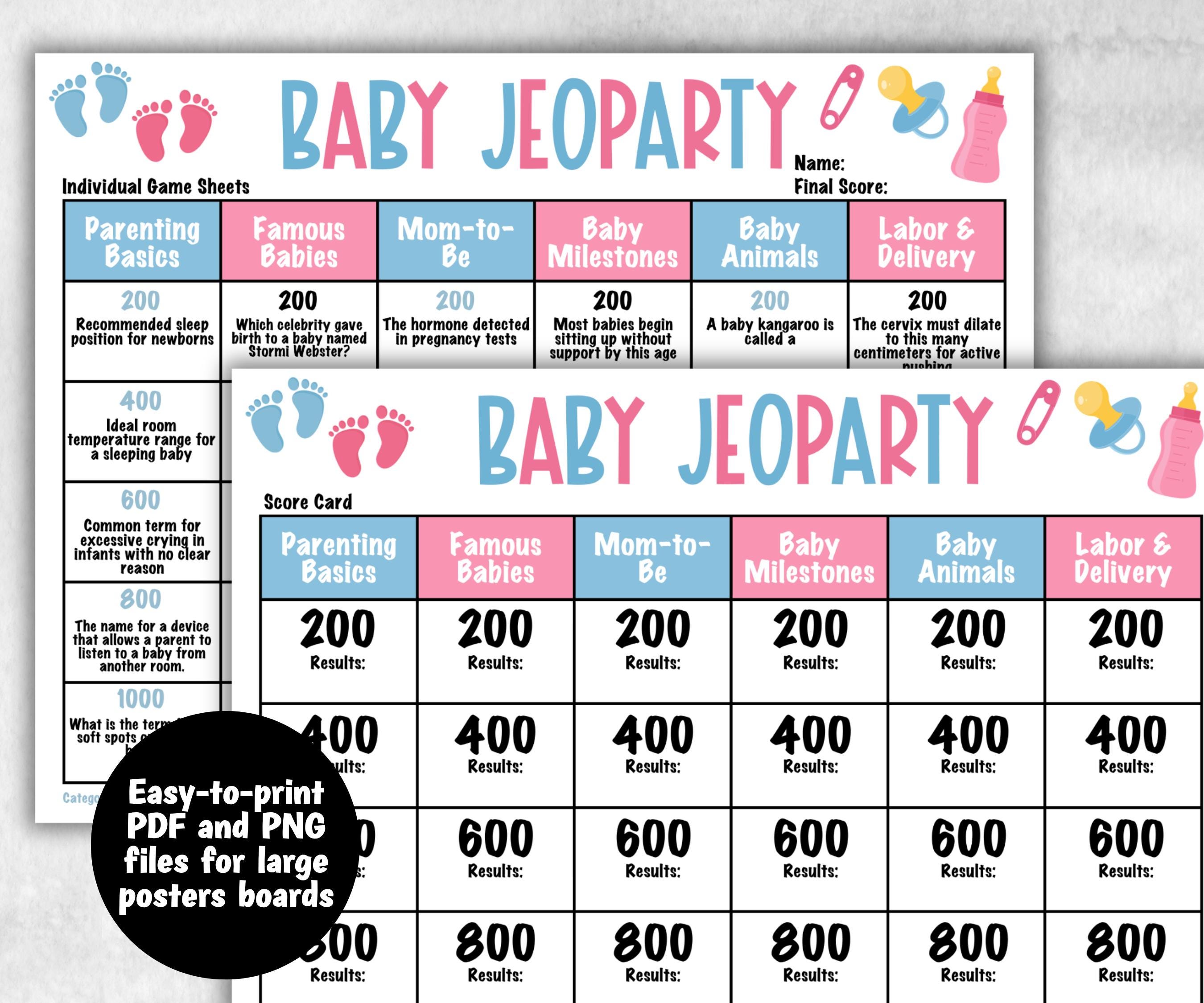 Gender Reveal Jeoparty, Pastel Shower, don't say it, Coed printable Pregnancy Game, Girl Boy Funny Shower, expecting mom dad quiz gift pink