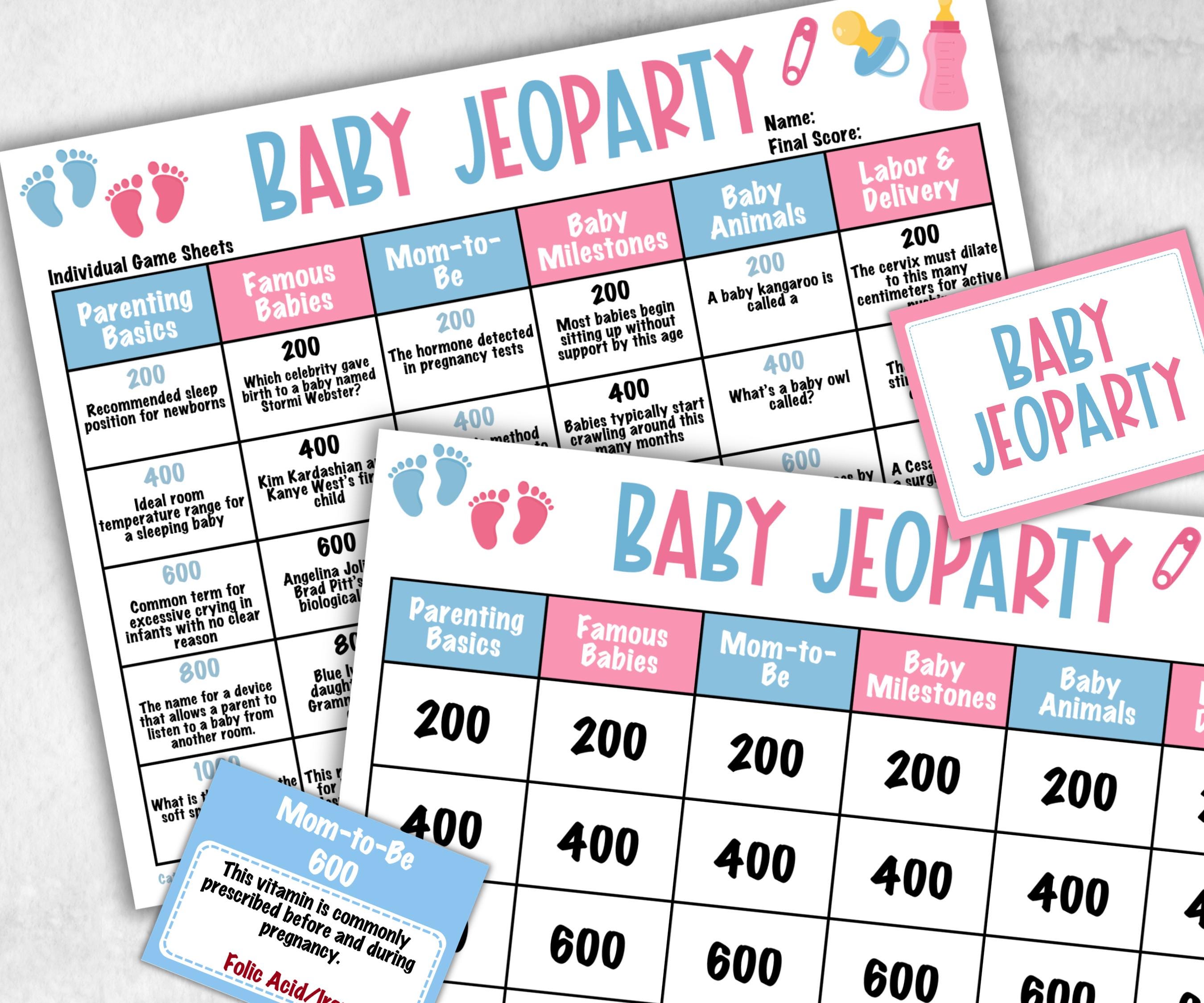 Gender Reveal Jeoparty, Pastel Shower, don't say it, Coed printable Pregnancy Game, Girl Boy Funny Shower, expecting mom dad quiz gift pink