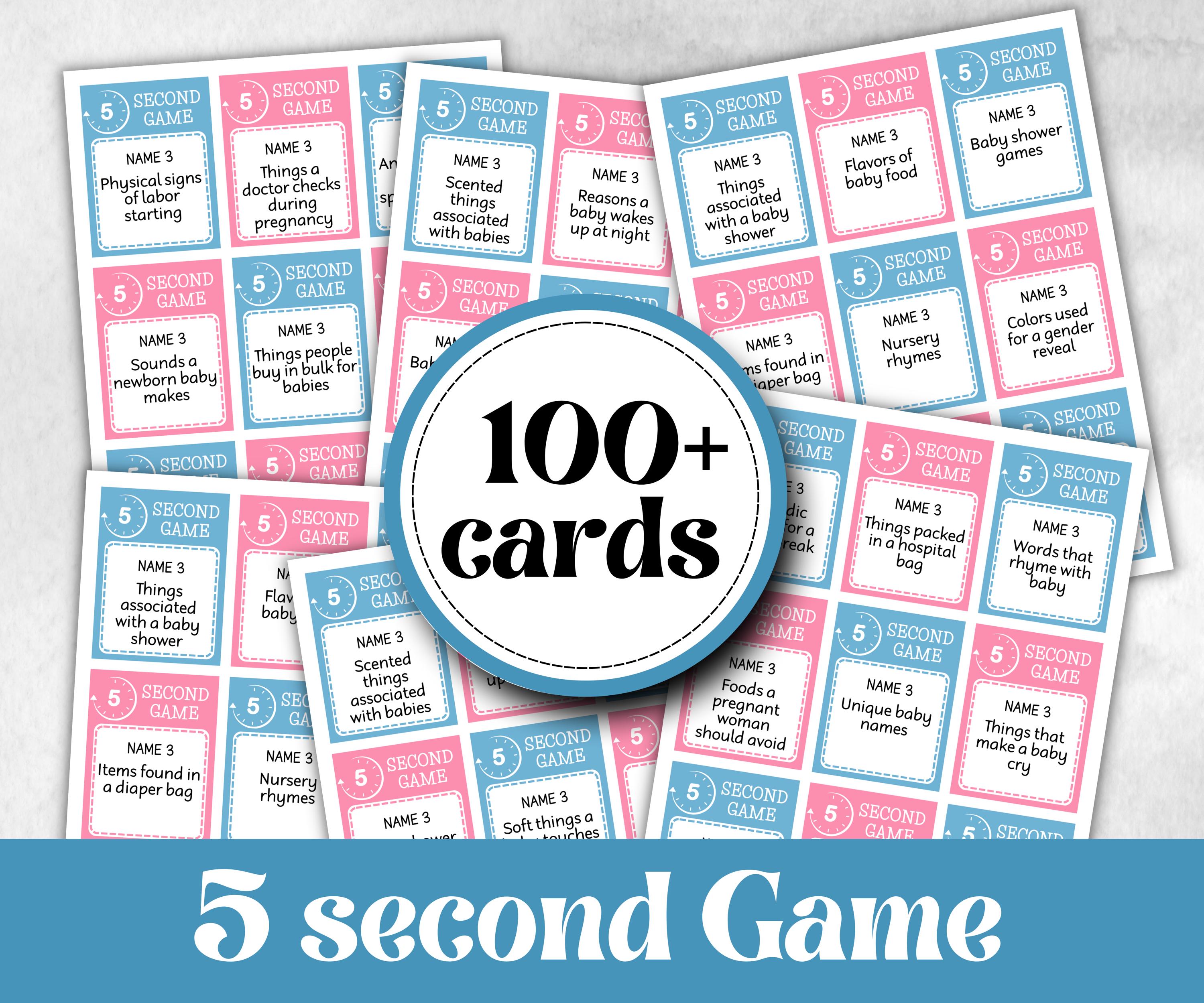Gender Reveal 5 second game, Pastel Shower, Coed printable Pregnancy Game, Girl Boy Funny Shower, expecting mom dad quiz gift, five seconds