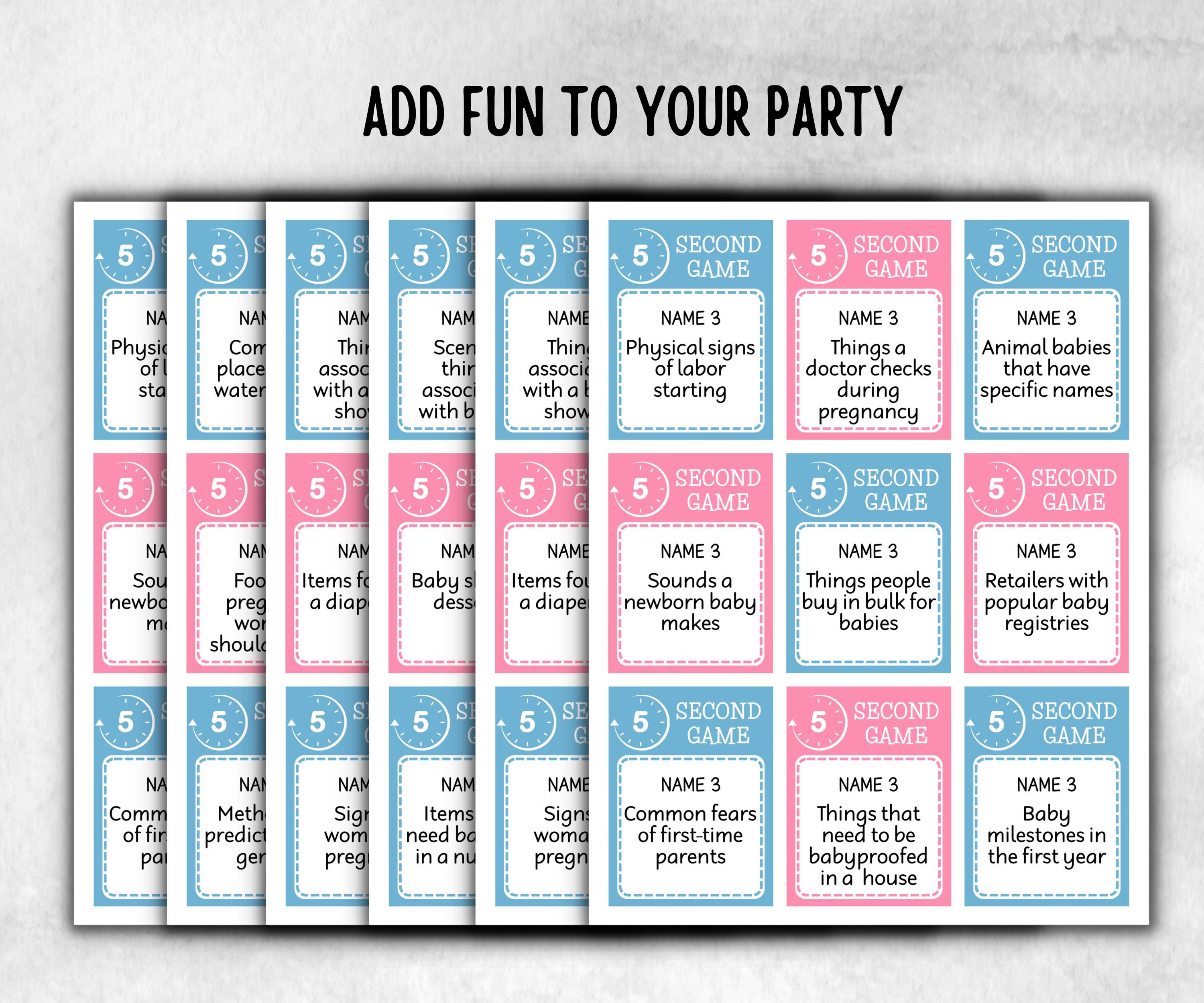 Gender Reveal 5 second game, Pastel Shower, Coed printable Pregnancy Game, Girl Boy Funny Shower, expecting mom dad quiz gift, five seconds