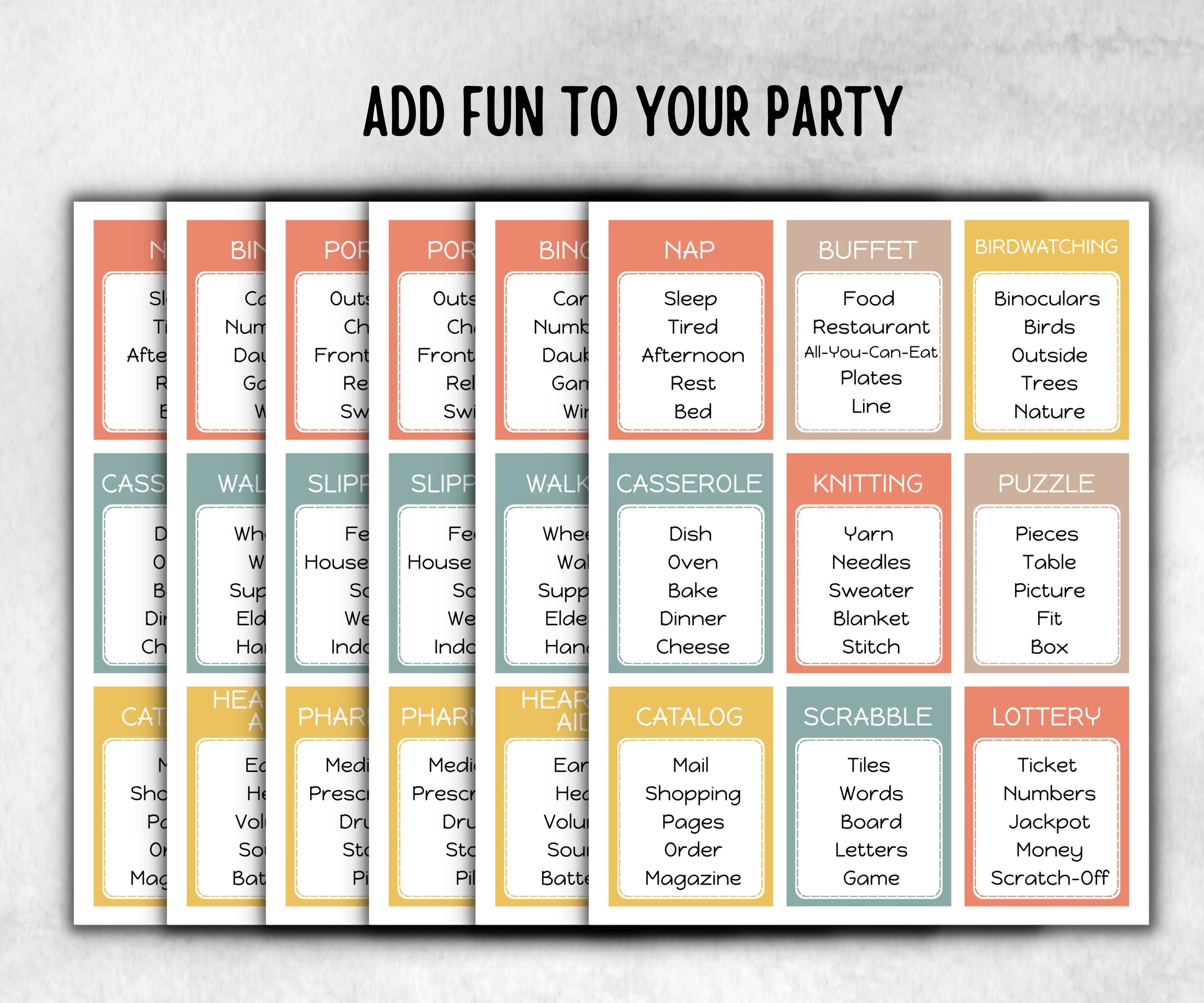 Senior Living Forbidden words, Birthday game for senior citizens, milestone, senior party game night, black grandma grandpa, assisted living