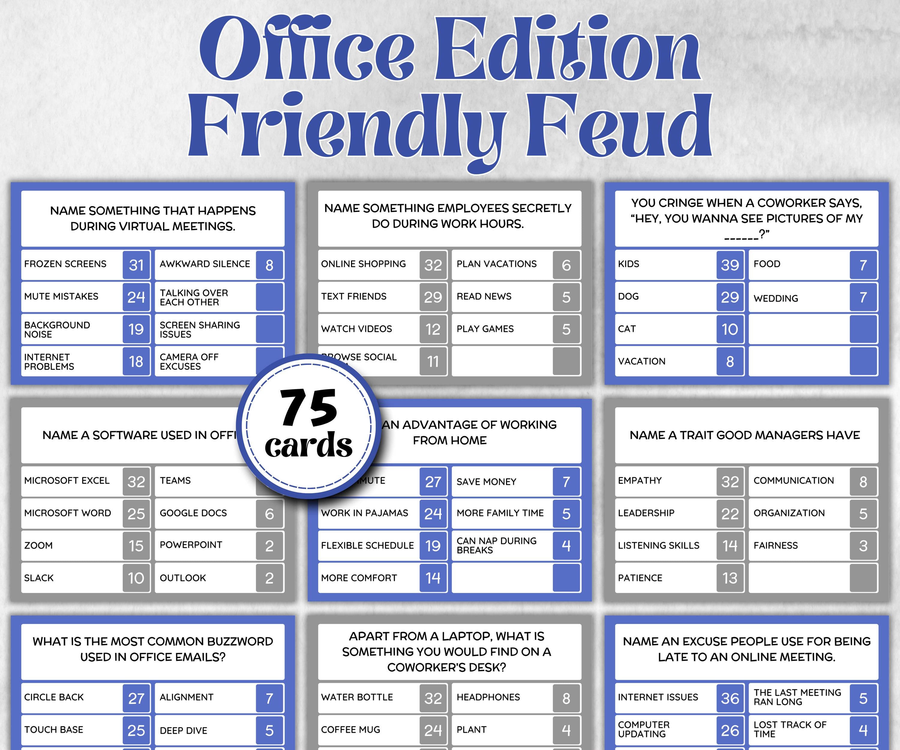 Office Work Friendly Feud, Office Teambuilding, Coworker Retirement, Birthday Party, Welcome Party, Office Group Party, Jeoparty style game