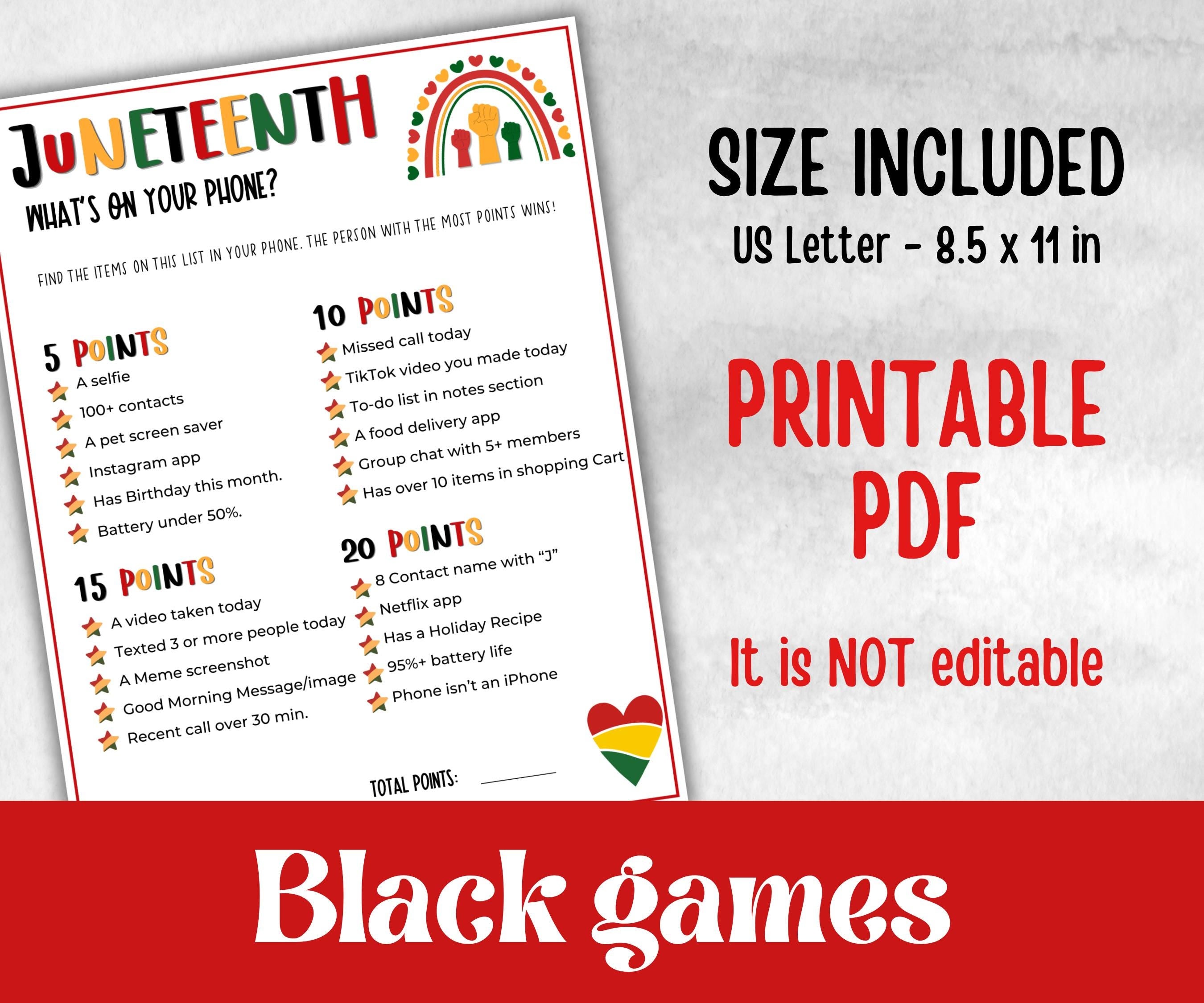 Juneteenth whats on your phone, african american kid party, family game night, black culture celebration, black family reunion, barbeque fun