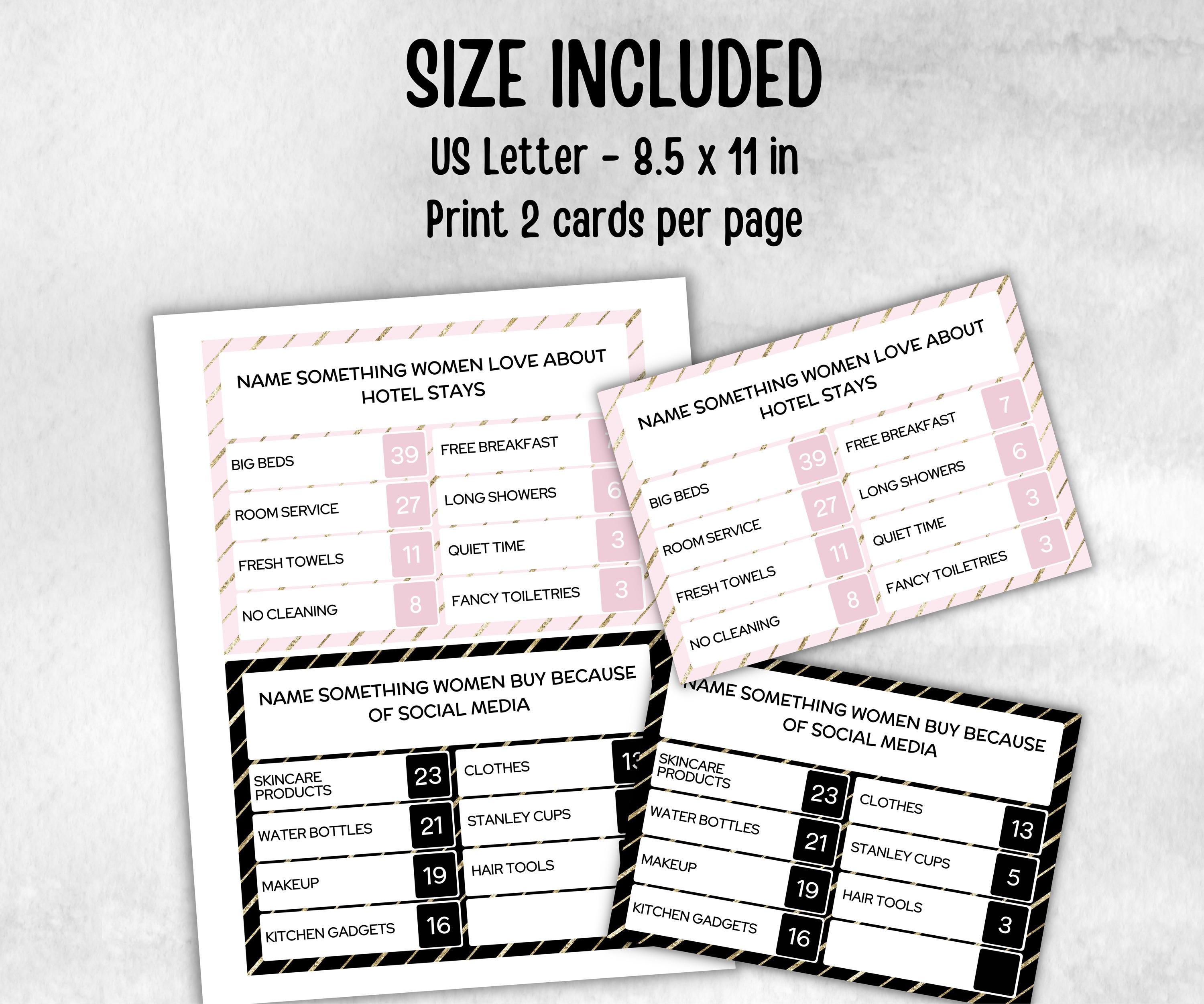 Ladies Night Friendly Feud, think fast word game, think quick, galentines, hen party, womens day, bff girlfriend, printable feud, Feud Cards