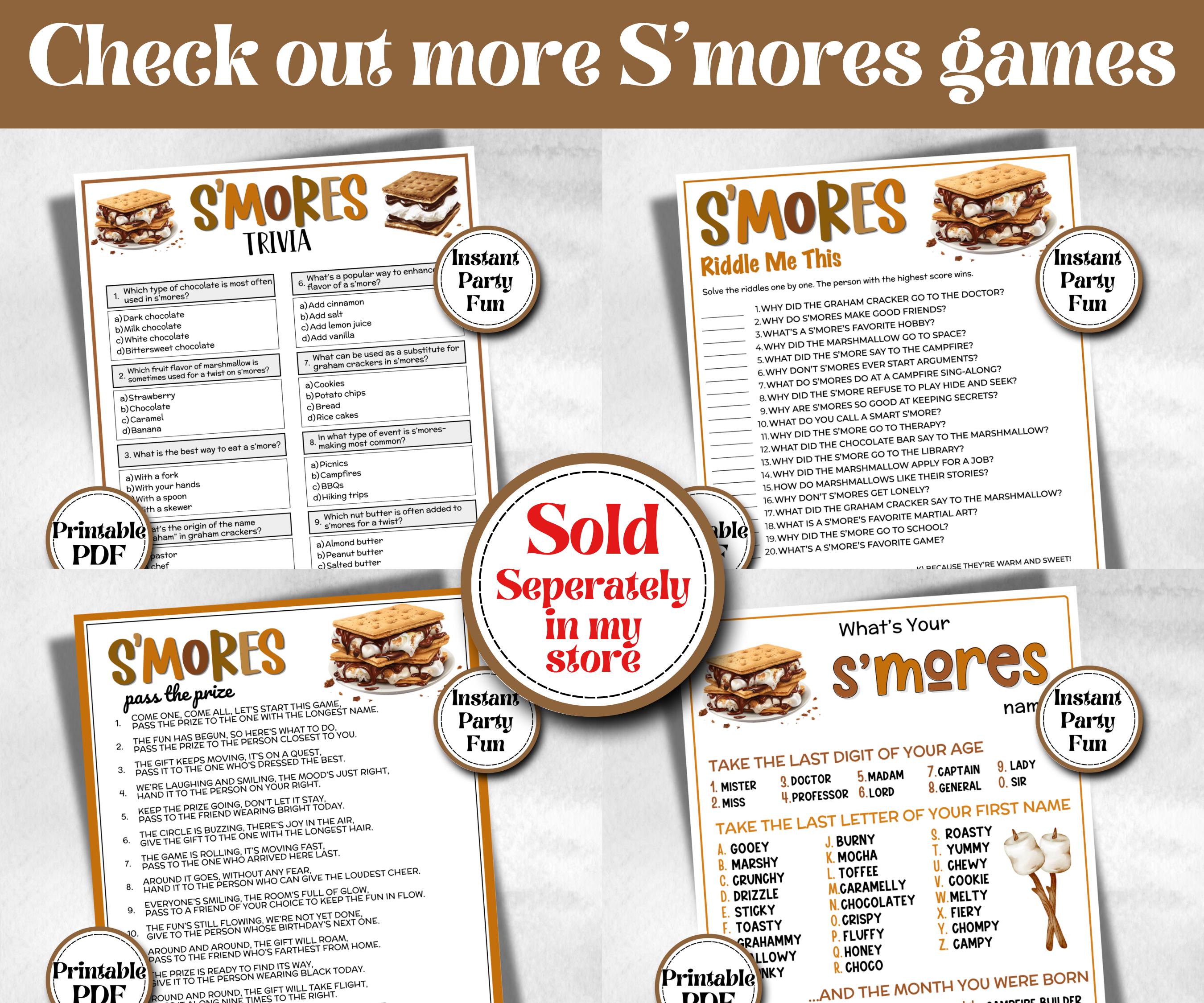S'more Left Right, printable Gift Exchange story, gift passing poem, rhyme pass the gift, pass the present, pass the parcel, Pass the Smore