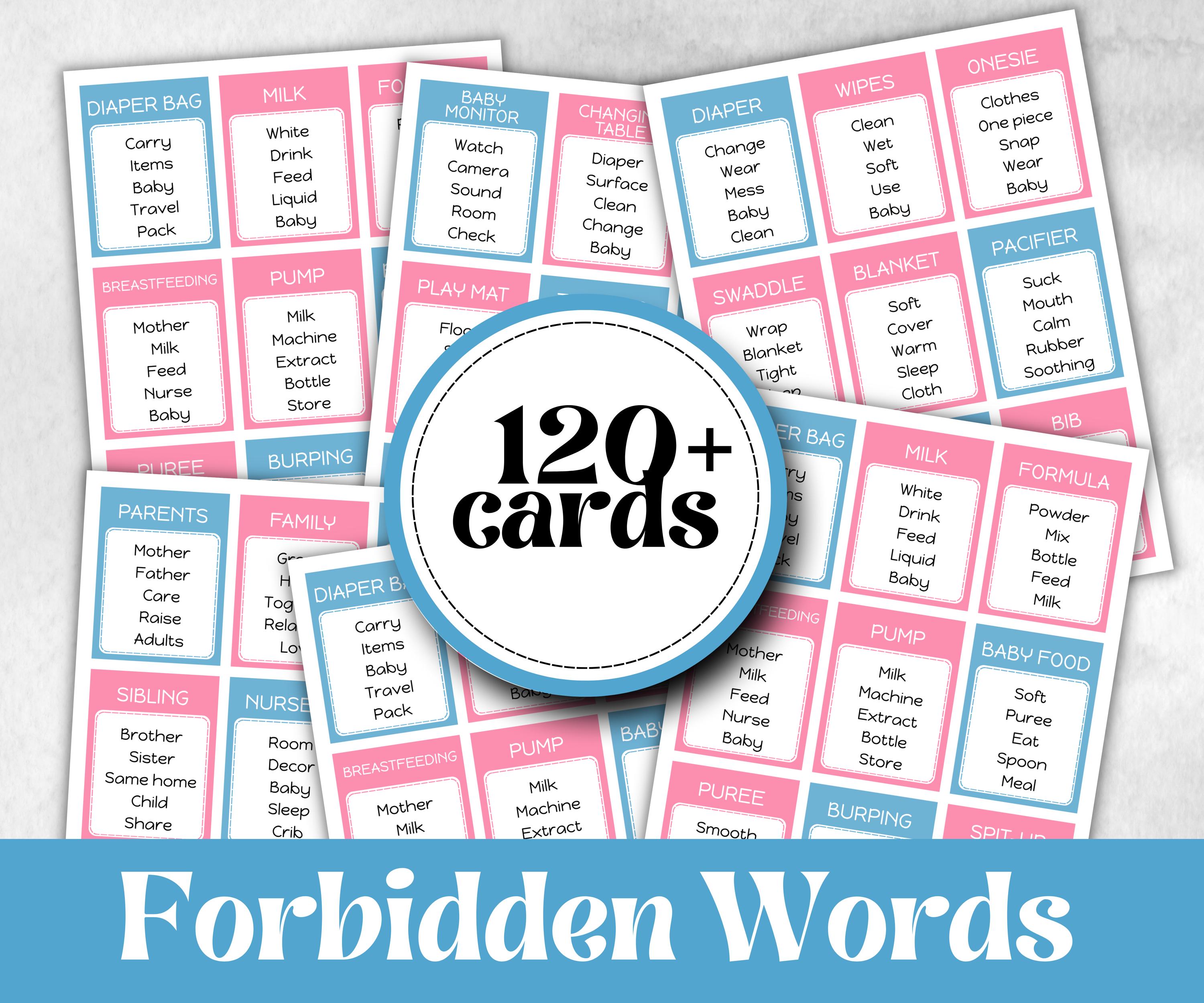 Gender Reveal Forbidden Word, Pastel Shower, don't say it, Coed printable Pregnancy Game, Girl Boy Funny Shower, expecting mom dad quiz gift