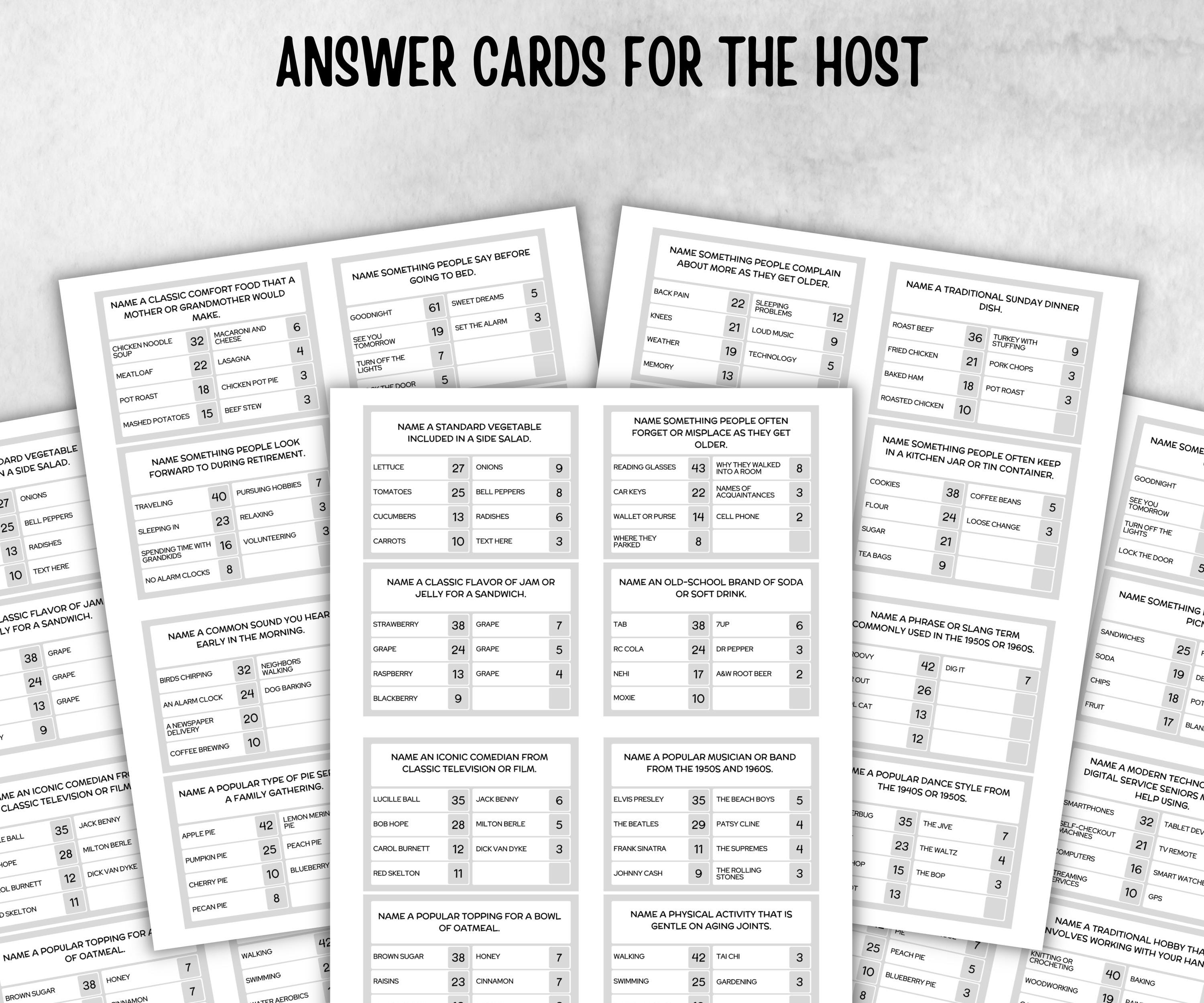 Senior Living Friendly Feud, senior citizens birthday, milestone, senior party game night, black grandma grandpa, think fast, five seconds