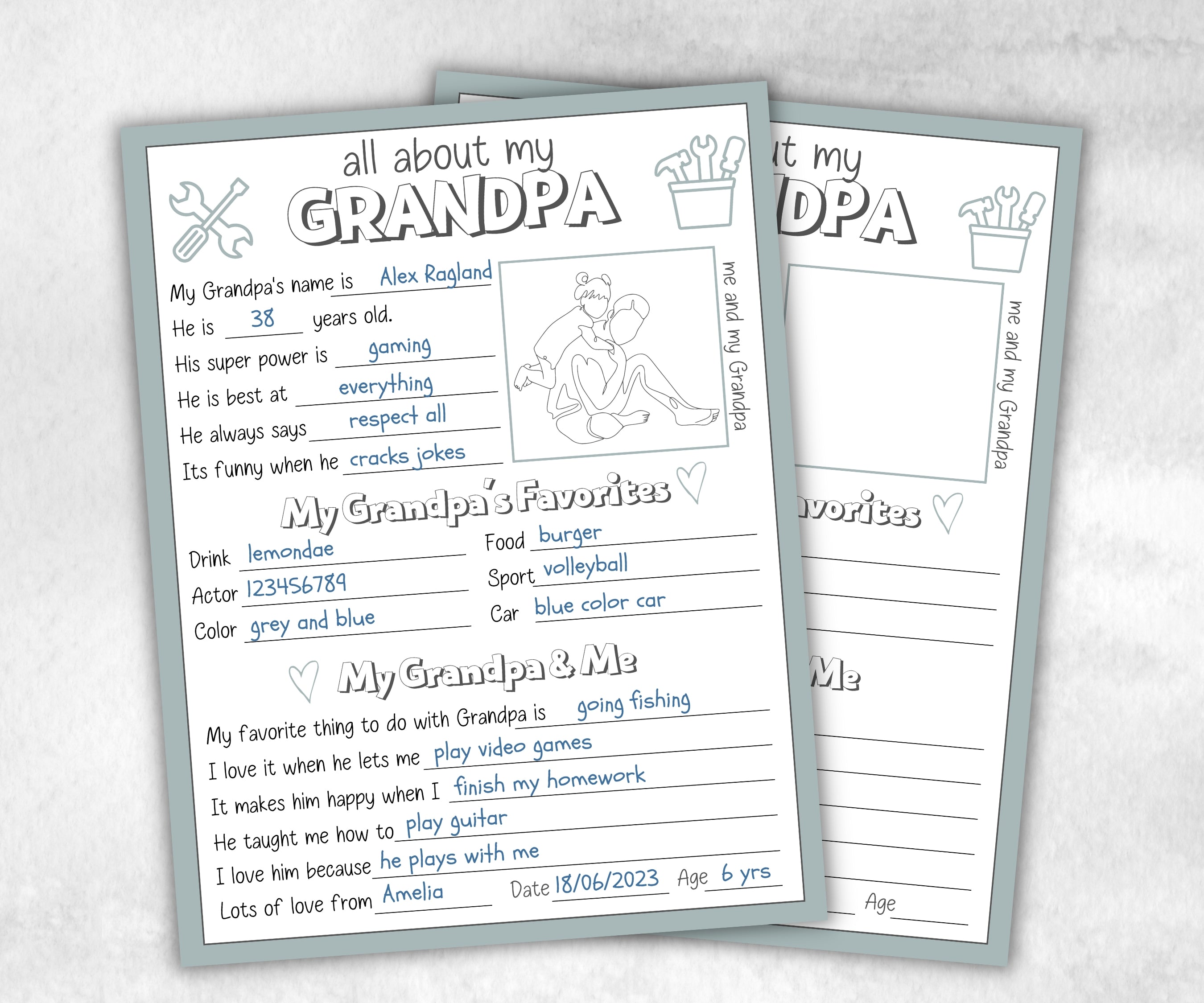 All About My Grandpa - Father's Day Questionnaire