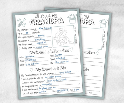 All About My Grandpa - Father's Day Questionnaire