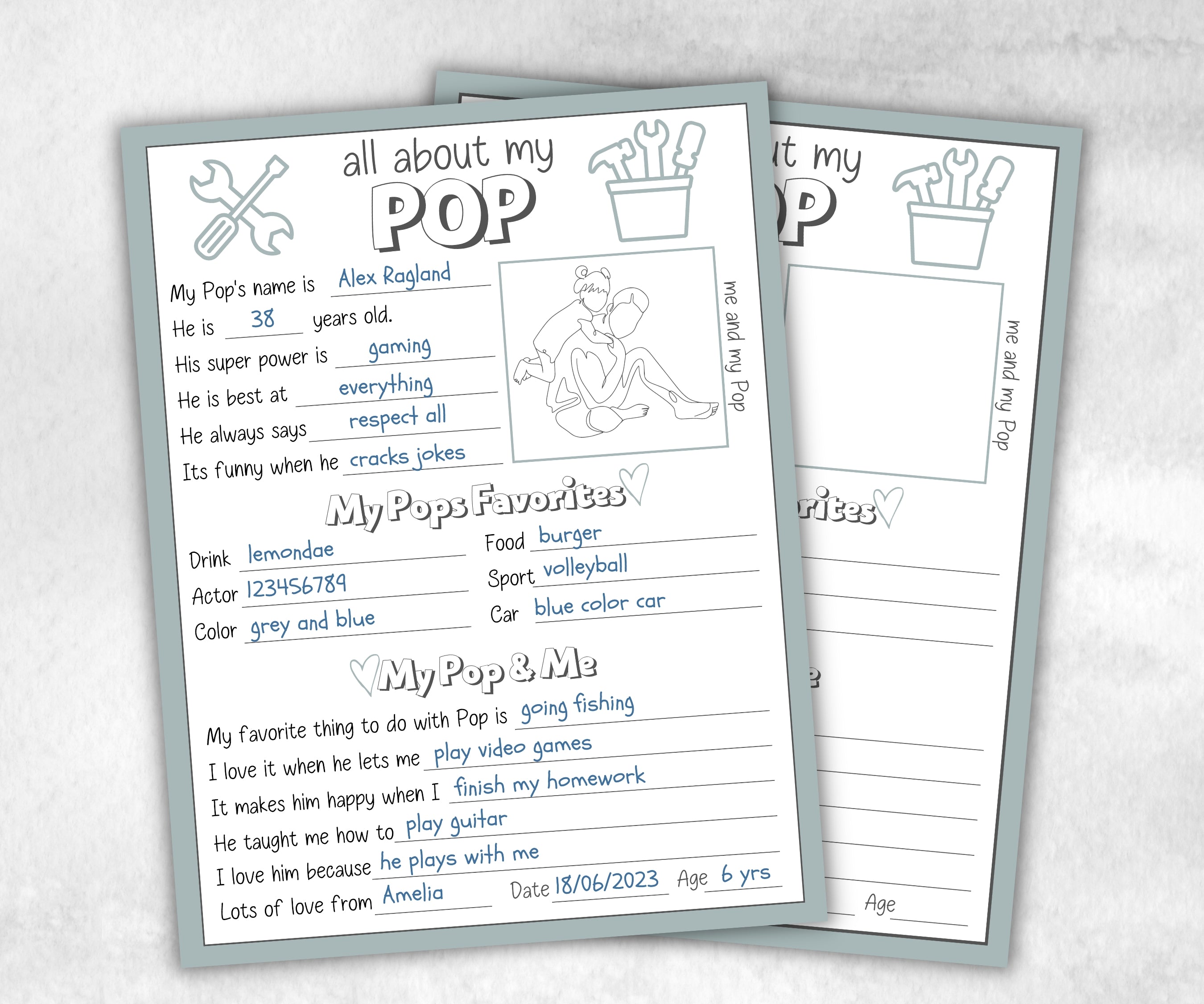 Personalized Pop Pop Questionnaire - The Hustling Cat Lady