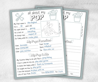 Personalized Pop Pop Questionnaire - The Hustling Cat Lady