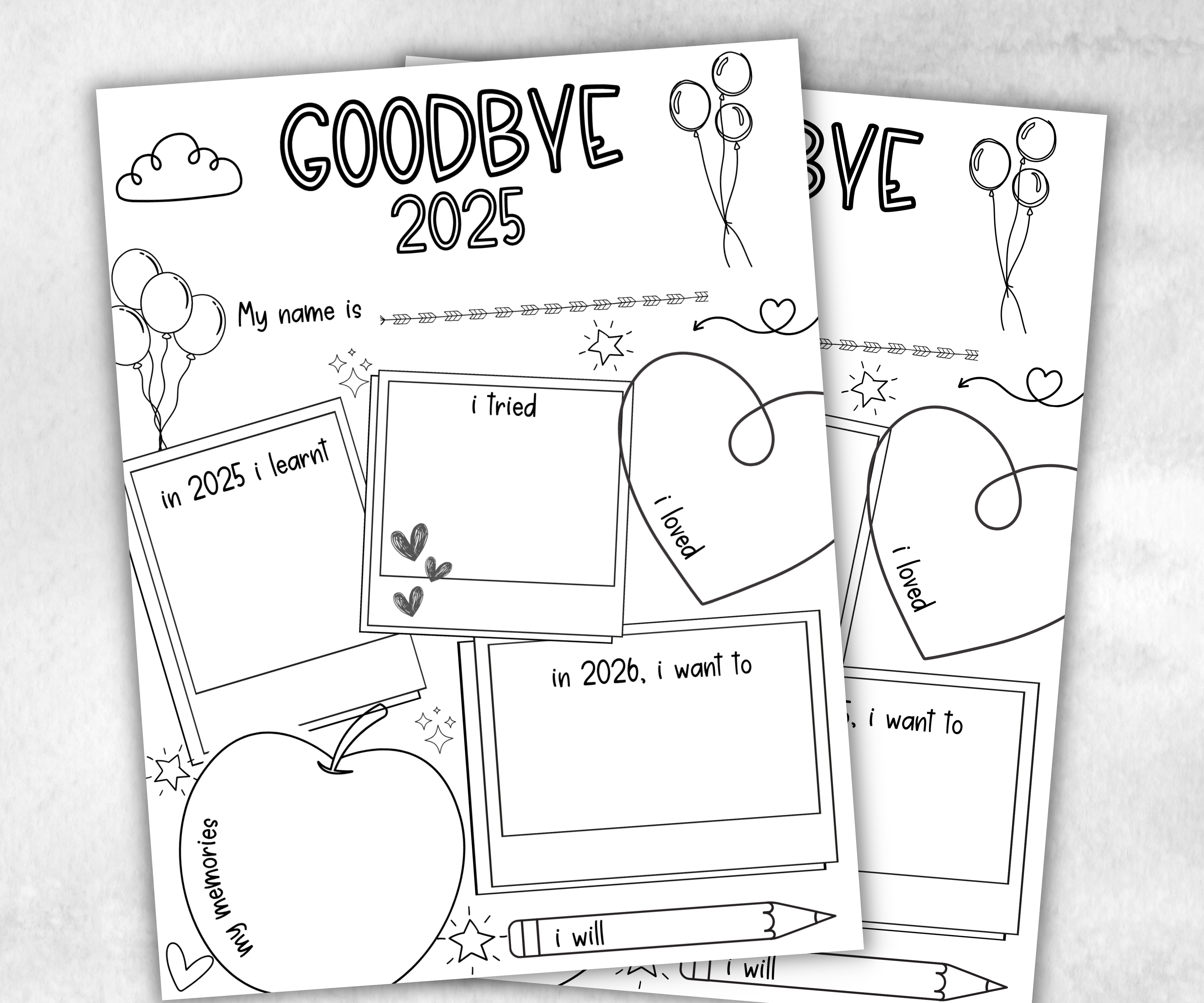 Year recap printable coloring page