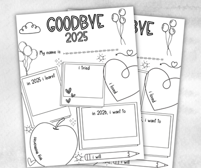 Year recap printable coloring page