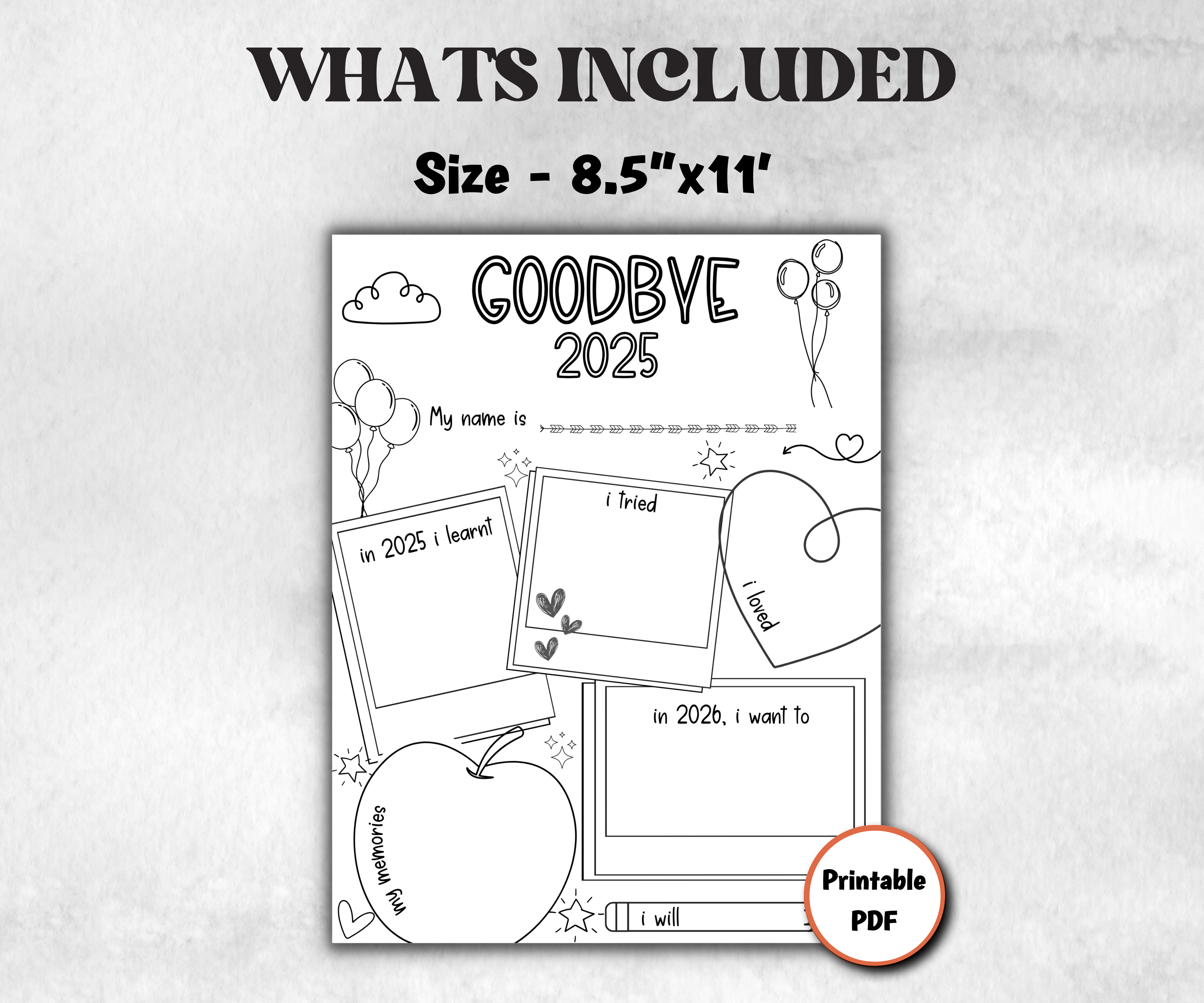 Year recap printable coloring page