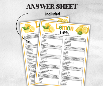 Printable Lemon Trivia