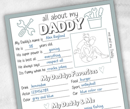 All About My Daddy Coloring Page