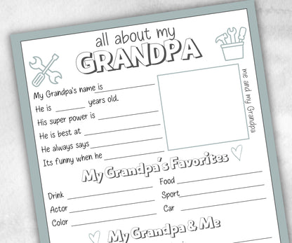 All About My Grandpa - Father's Day Questionnaire