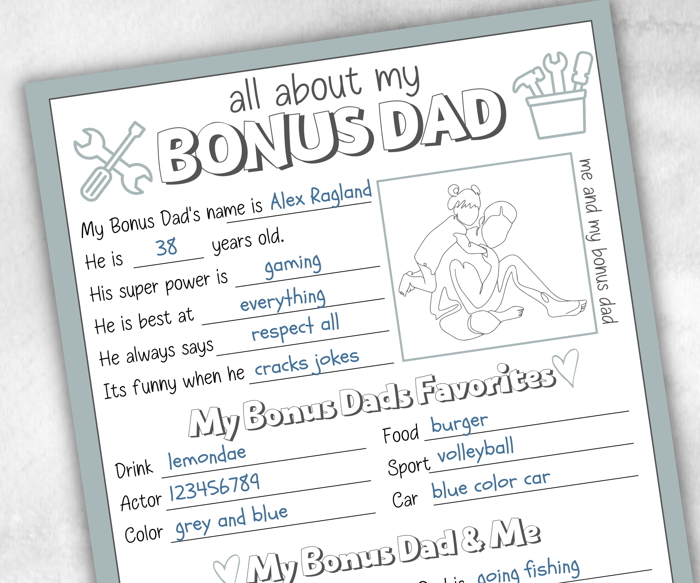 All About My Bonus Dad Questionnaire