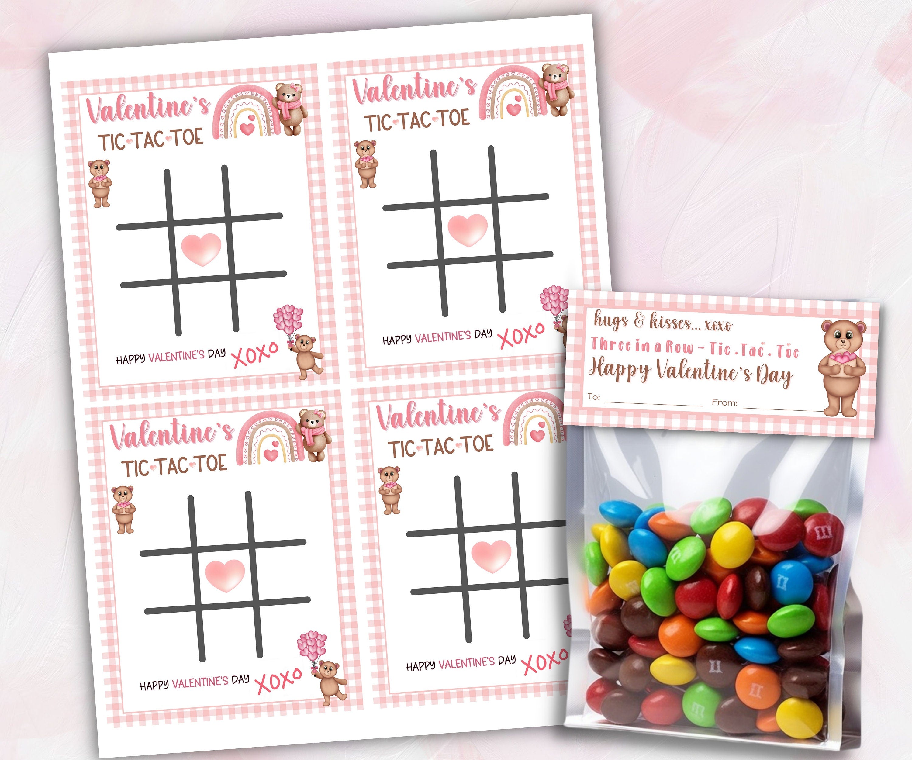 Daycare Tic Tac Toe Valentine | Kids Class Valentine Card | Printable Valentine'S Day Tic Tac Toe Cards | Game Tag | Printable Valentine I