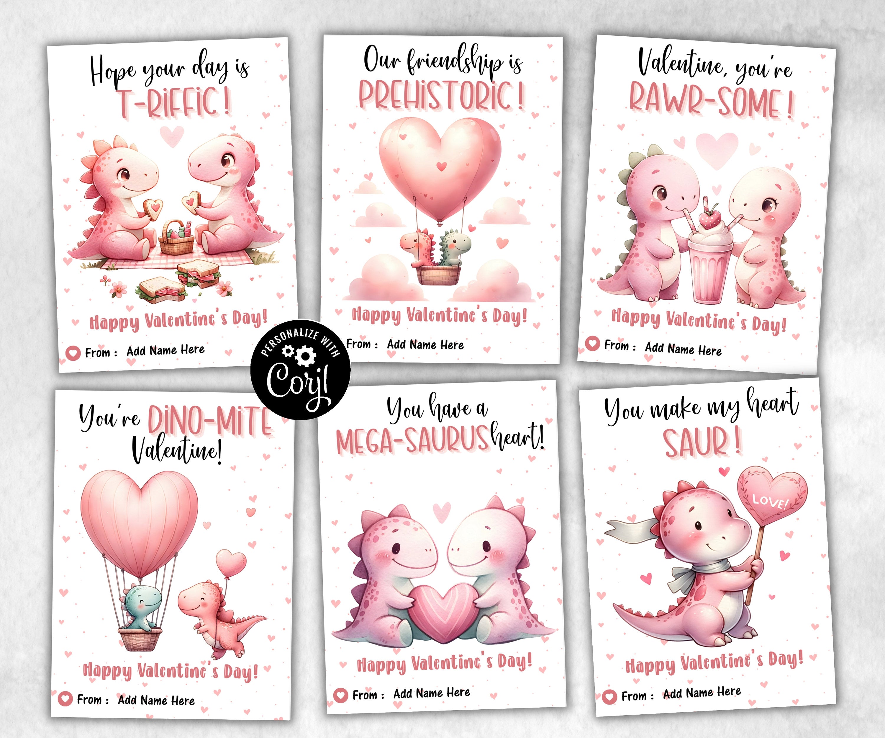 Dinosaur Valentine | School Valentines | Editable | You'Re Dino-Mite Cookie Card | Valentine Cards For Kids I Dino Card I Heart Saur Card