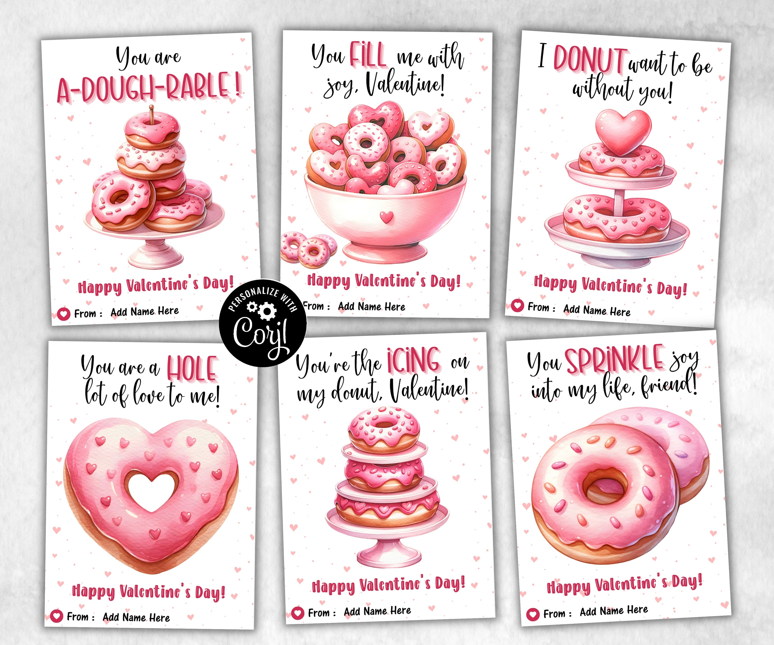 Editable Donut Valentine | Kid Valentine Cards | Donut Know Valentine | Printable Cards For Kids | Printable Tag | Valentine Favor Tags