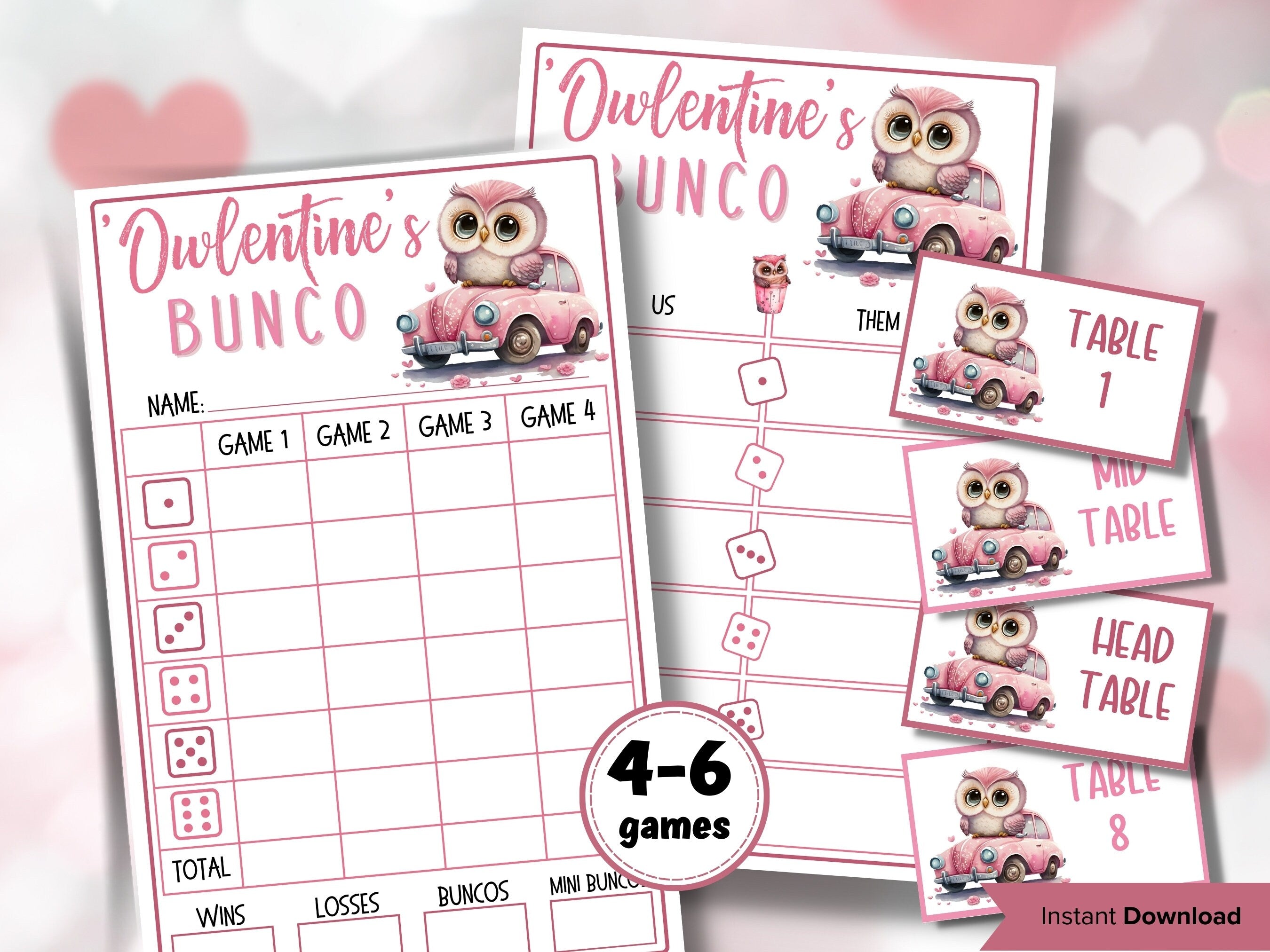 February Bunco Cards I Love Bunco Score Sheet Template | Pink And Red Printable Bunco | Valentines Printable Bunco | Printable Bunco Set I