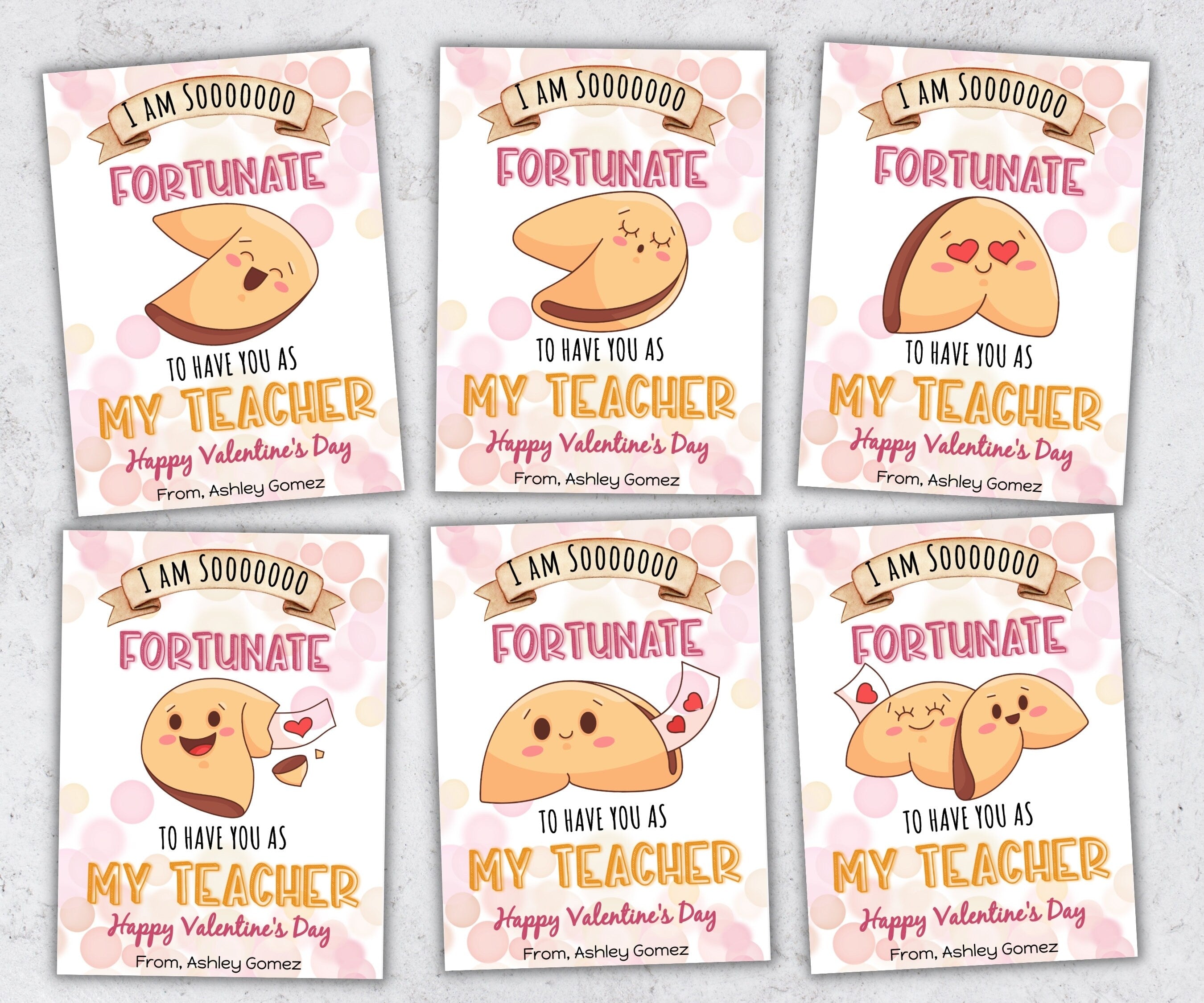 Fortune Cookie Valentine I Cookie Valentines Day Cards | Classroom Valentines | Fortune Cookie Valentine I Personalized Gift tag cards