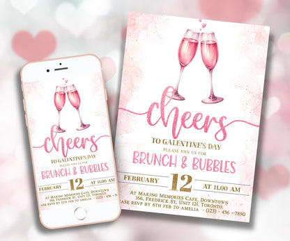 Galentine Editable Invitation I Galentine Invite | Brunch Invitation | Galentine'S Day | Girls Night | Corjl Template | Galentines Day Party