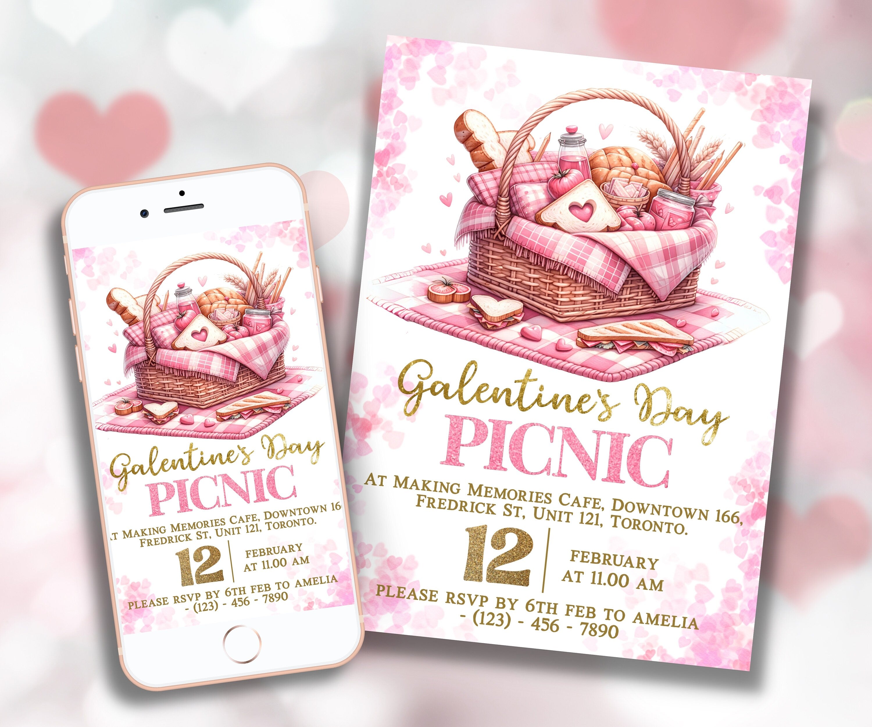 Galentine Invite | Brunch Invitation | Galentine'S Day | Girls Night | Corjl Template | Galentines Day Party | Valentine Editable Invitation