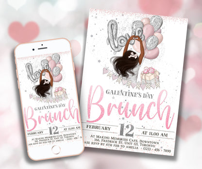 Galentine'S Day | Girls Night | Corjl Template | Galentines Day Party I Galentine Editable Invitation I Galentine Invite | Brunch Invitation