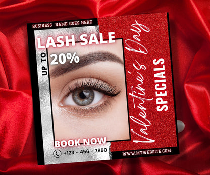 Hair Flyer | Sale Flyer | Diy Lash Extensions Flyer | Instagram Template | Valentines Day Makeup Flyer | Valentines Glam | Booking Flyer