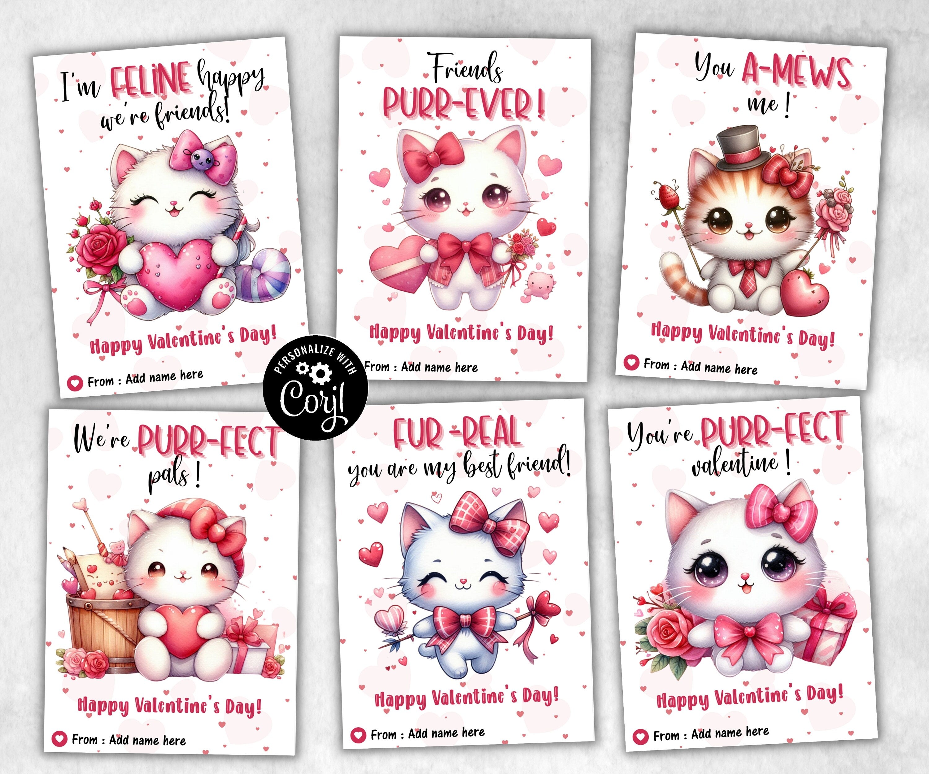 Kawai Cat Card | Anniversary Card | Class Valentine | Valentine'S Day Card | Valentines Card | I Love You Card | Valentine’S Day Card I Cat