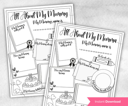Mommy Gift from kids I Mother Day Printable | All About my Mommy All About My Mimi Printable | All About Mimi | Personalized Gift for momI