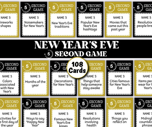 New Year's Taboo, Printable Taboo Game, Fun Winter Activity, Get Kids Talking, Kids New Year's Eve, New Year Party, Holiday Party Game- -TheHustlingCatLady-Party Games