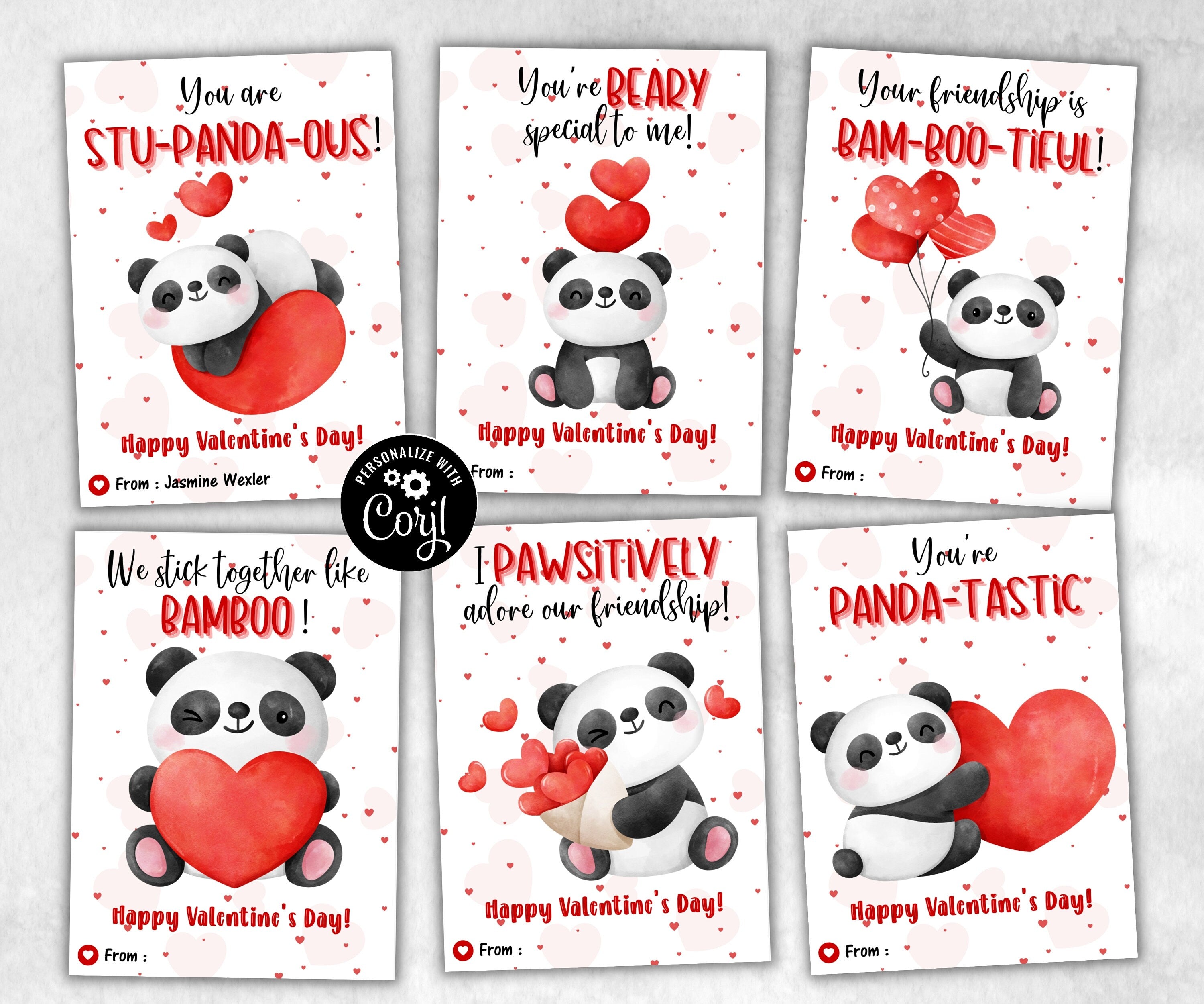 Panda Kids Valentine | Anniversary Panda Card | Panda Valentine Card | Printable Valentine Cards | Classroom Valentine | Valentines Day Card