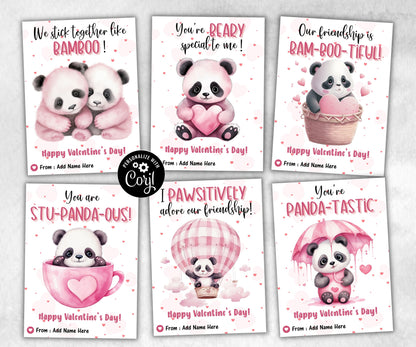 Panda Valentine'S Day Card | Kids Valentines | Printable Valentine Cards | Anniversary Card | Classroom Valentine | Valentines Day Card