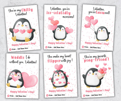 Penguin Valentines Day Cards, Classroom Valentines, Printable School Valentines , Kids Valentine Cards for School Daycare, Gift For Teacher