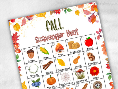 Fall Scavenger Hunt for Kids